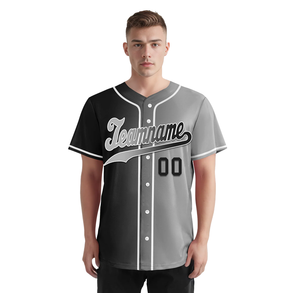 Custom Black Grey Gradient Fashion Personalized Authentic Baseball Jersey BSBJ01-D0a7a07 - Coolcustomize