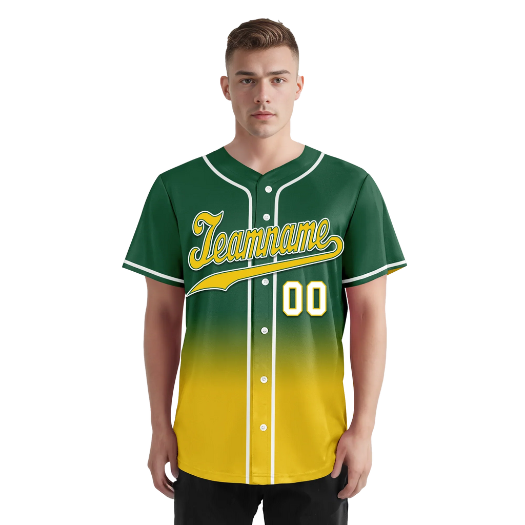 Custom Green Yellow Fade Fashion Personalized Authentic Baseball Jersey BSBJ01-D0a70ca - Coolcustomize