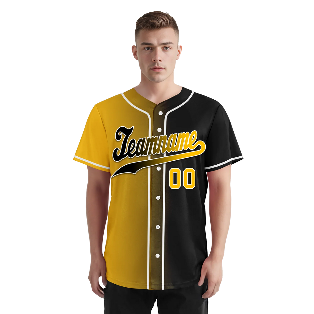 Custom Yellow Black Gradient Fashion Personalized Authentic Baseball Jersey BSBJ01-D0a7a00 - Coolcustomize