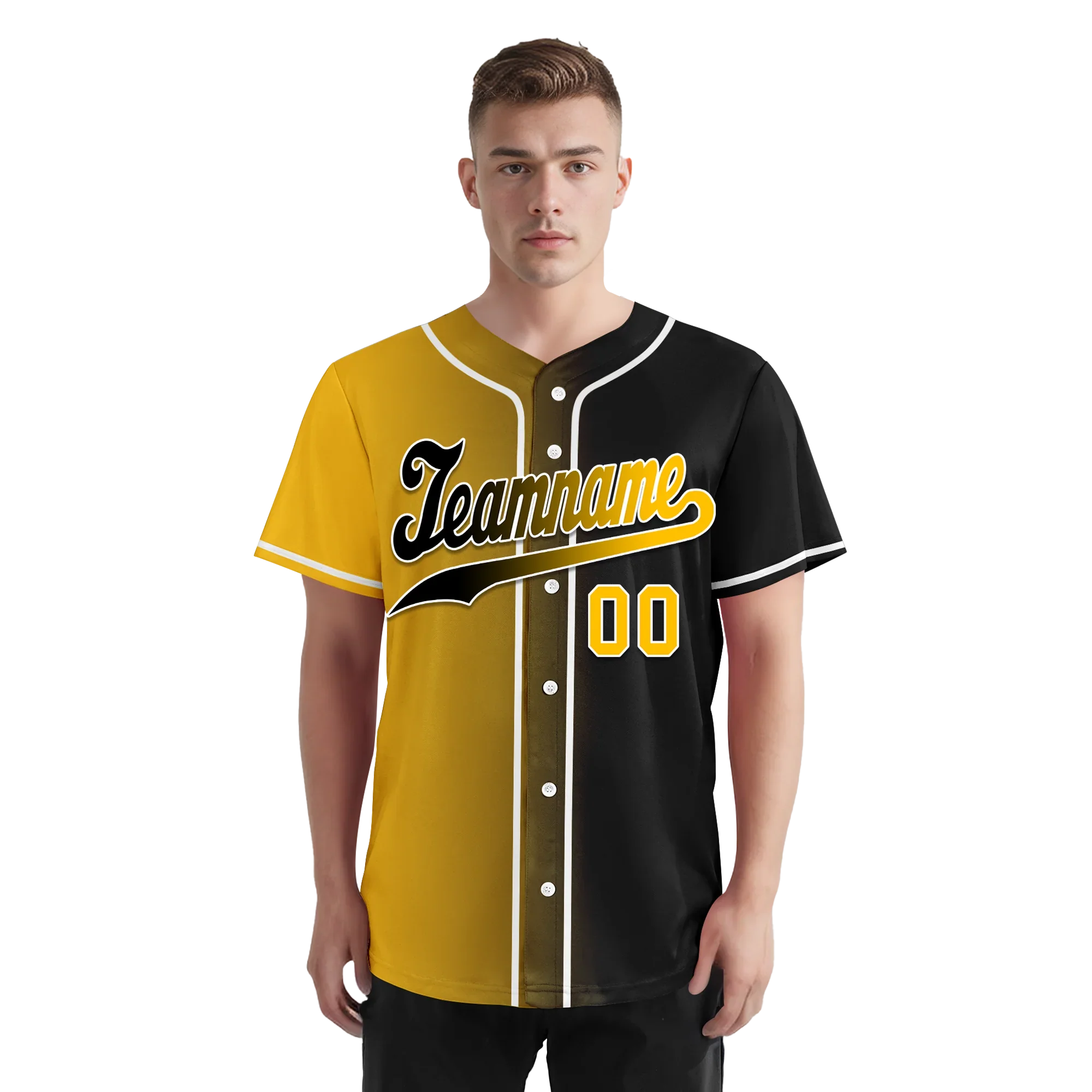 Custom Yellow Black Gradient Fashion Personalized Authentic Baseball Jersey BSBJ01-D0a7a00 - Coolcustomize
