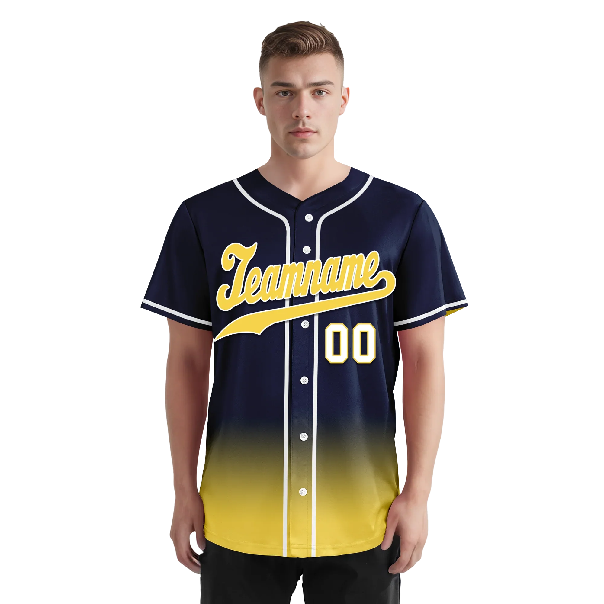Custom Blue Yellow Fade Fashion Personalized Authentic Baseball Jersey BSBJ01-D0a70e9 - Coolcustomize