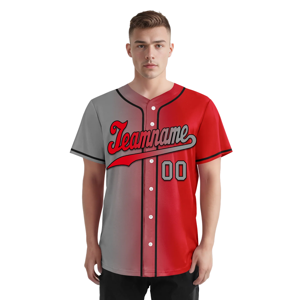 Custom Grey Red Gradient Fashion Personalized Authentic Baseball Jersey BSBJ01-D0a7aad - Coolcustomize