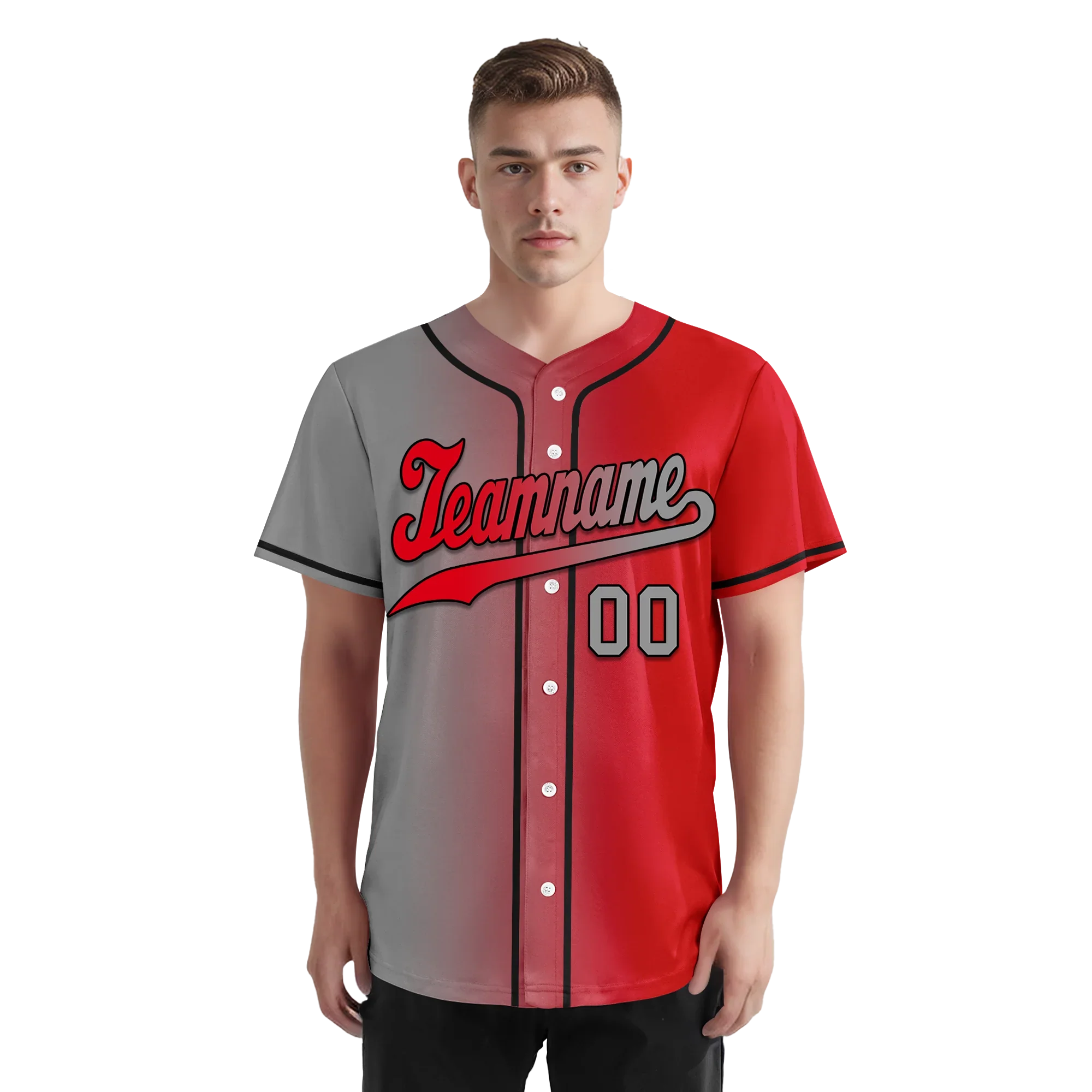 Custom Grey Red Gradient Fashion Personalized Authentic Baseball Jersey BSBJ01-D0a7aad - Coolcustomize
