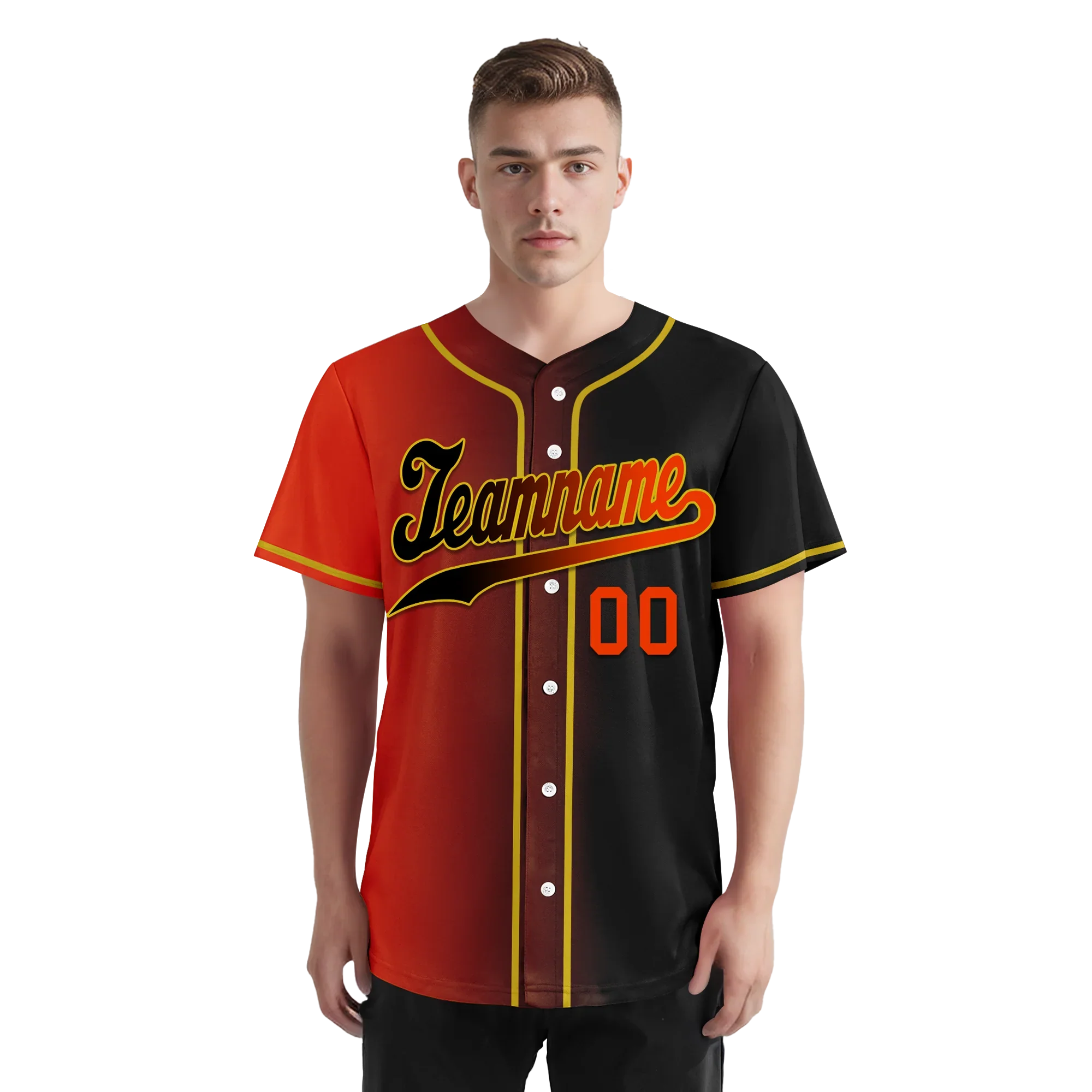 Custom Orange Black Gradient Fashion Personalized Authentic Baseball Jersey BSBJ01-D0a7aa8 - Coolcustomize