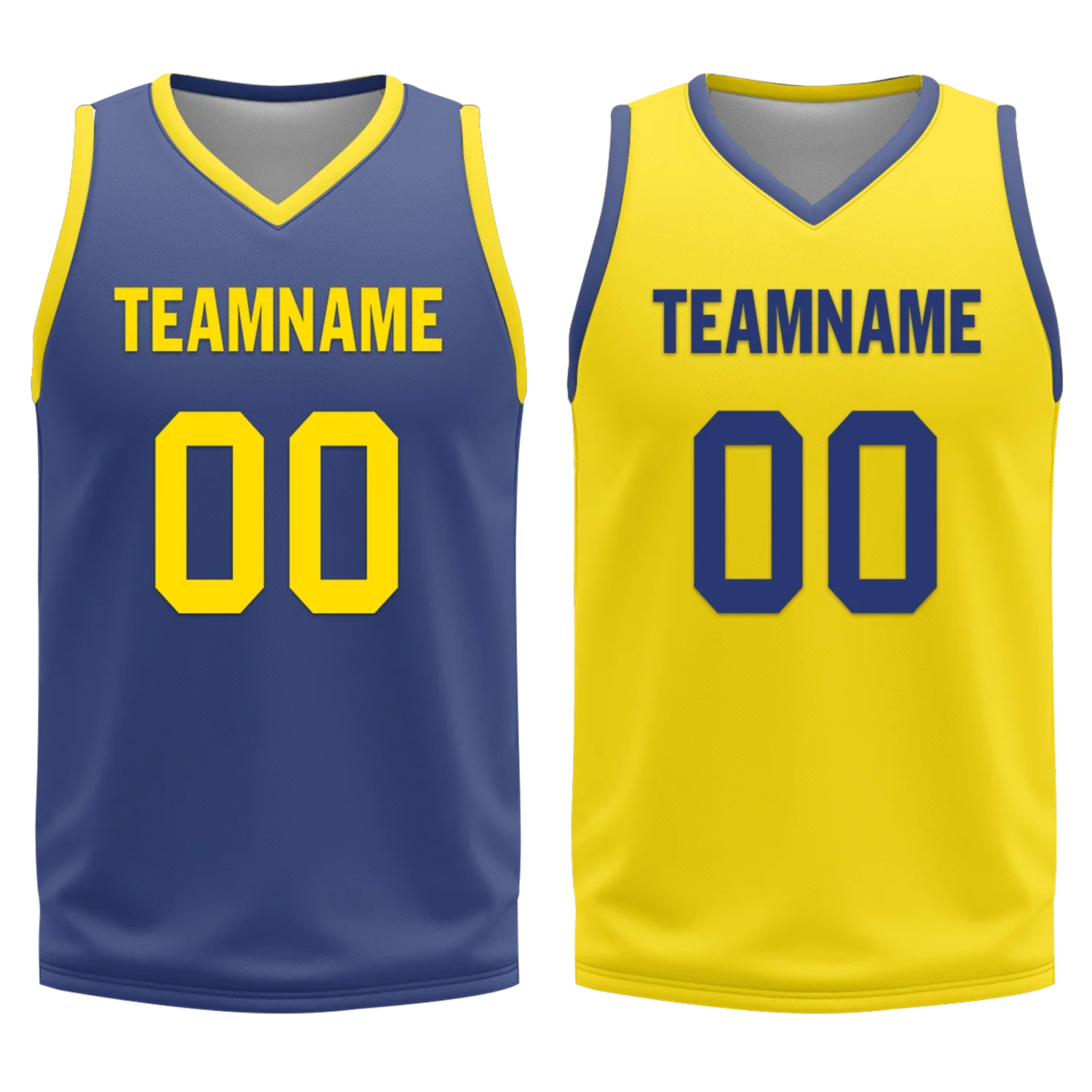 Custom Blue Yellow Classic Style Reversible Basketball Uniform Personalized Ordinary BBJR-D017003 - Coolcustomize
