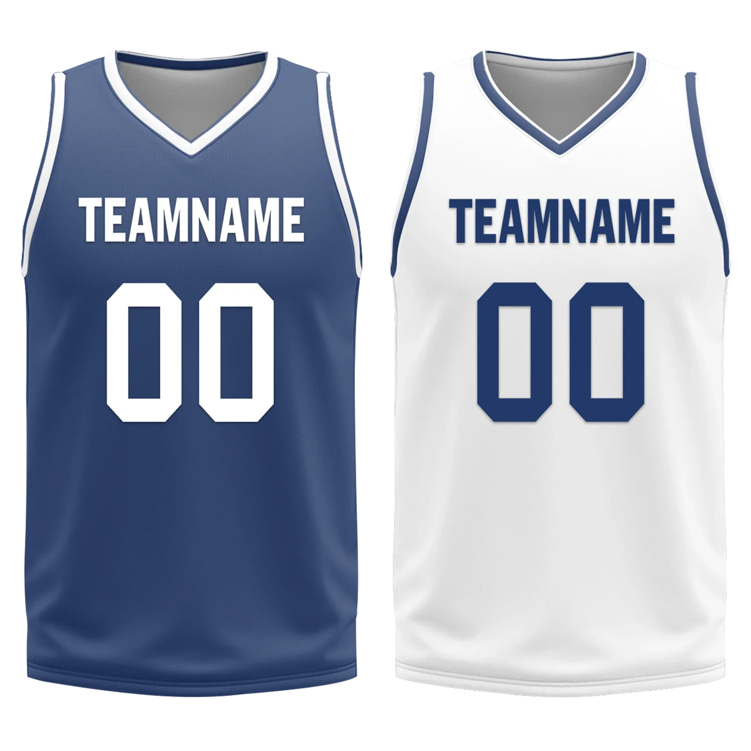 Custom Blue White Classic Style Reversible Basketball Uniform Personalized COOLMAX BBJR-D017053 - Coolcustomize
