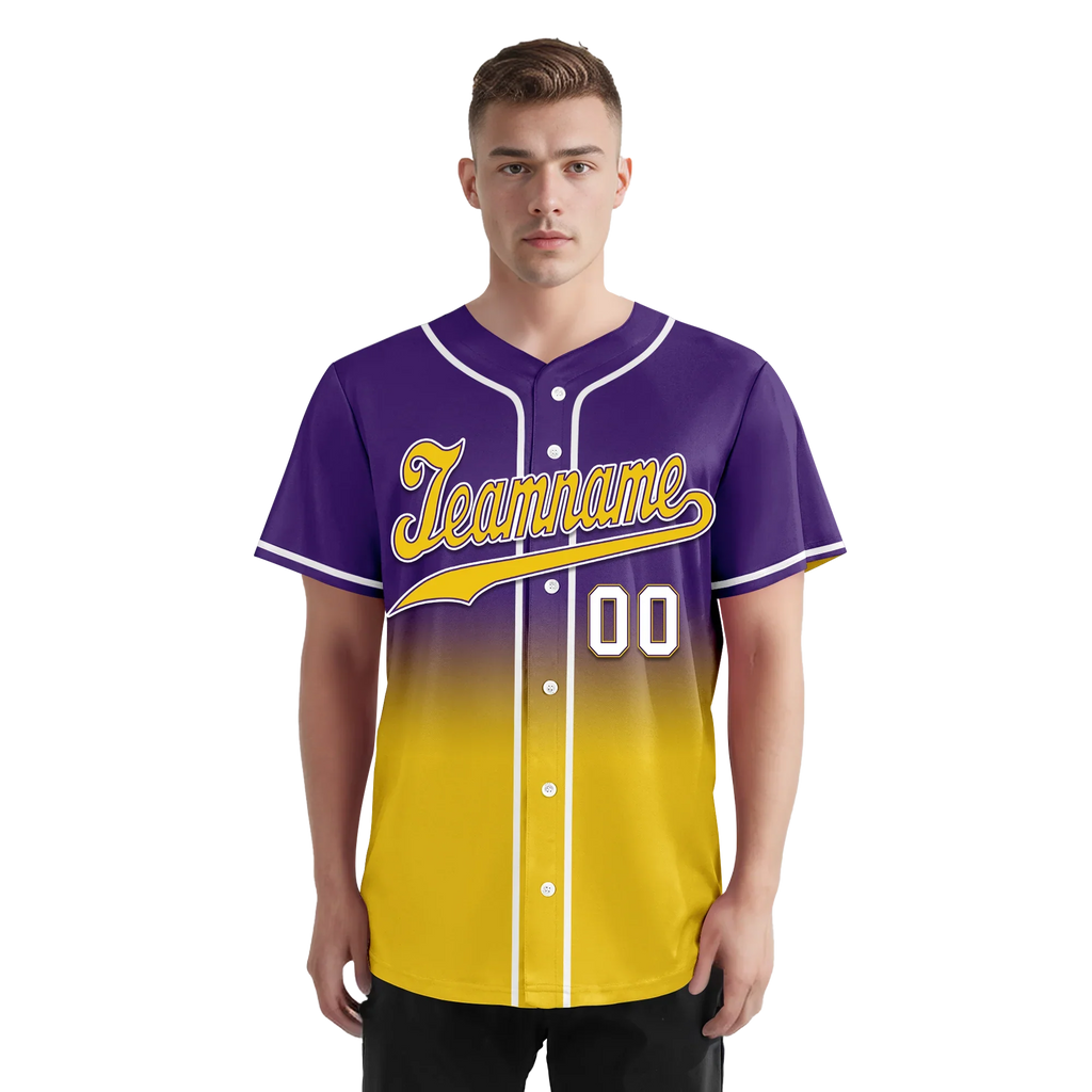 Custom Purple Yellow Fade Fashion Personalized Authentic Baseball Jersey BSBJ01-D0a70cb - Coolcustomize