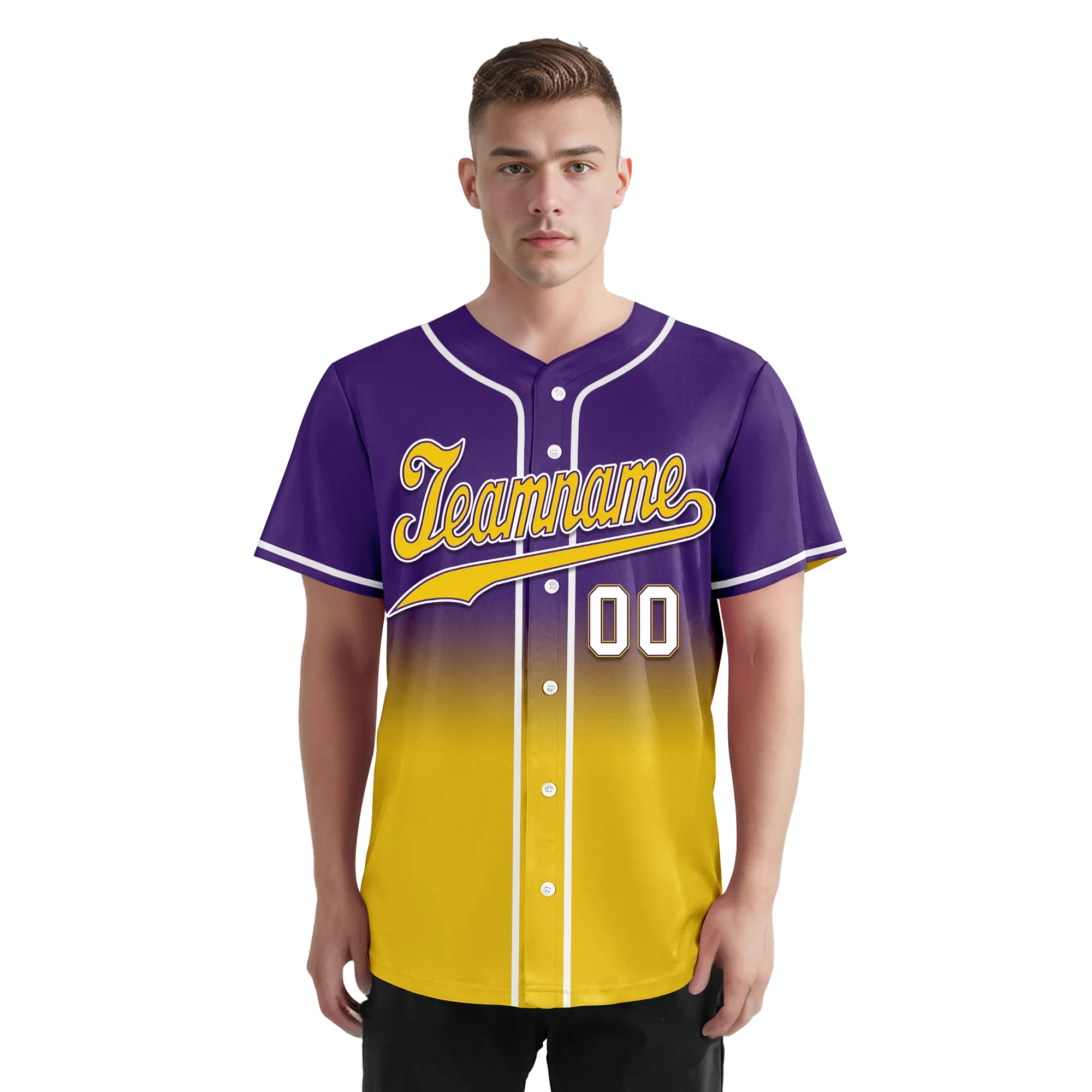 Custom Purple Yellow Fade Fashion Personalized Authentic Baseball Jersey BSBJ01-D0a70cb - Coolcustomize