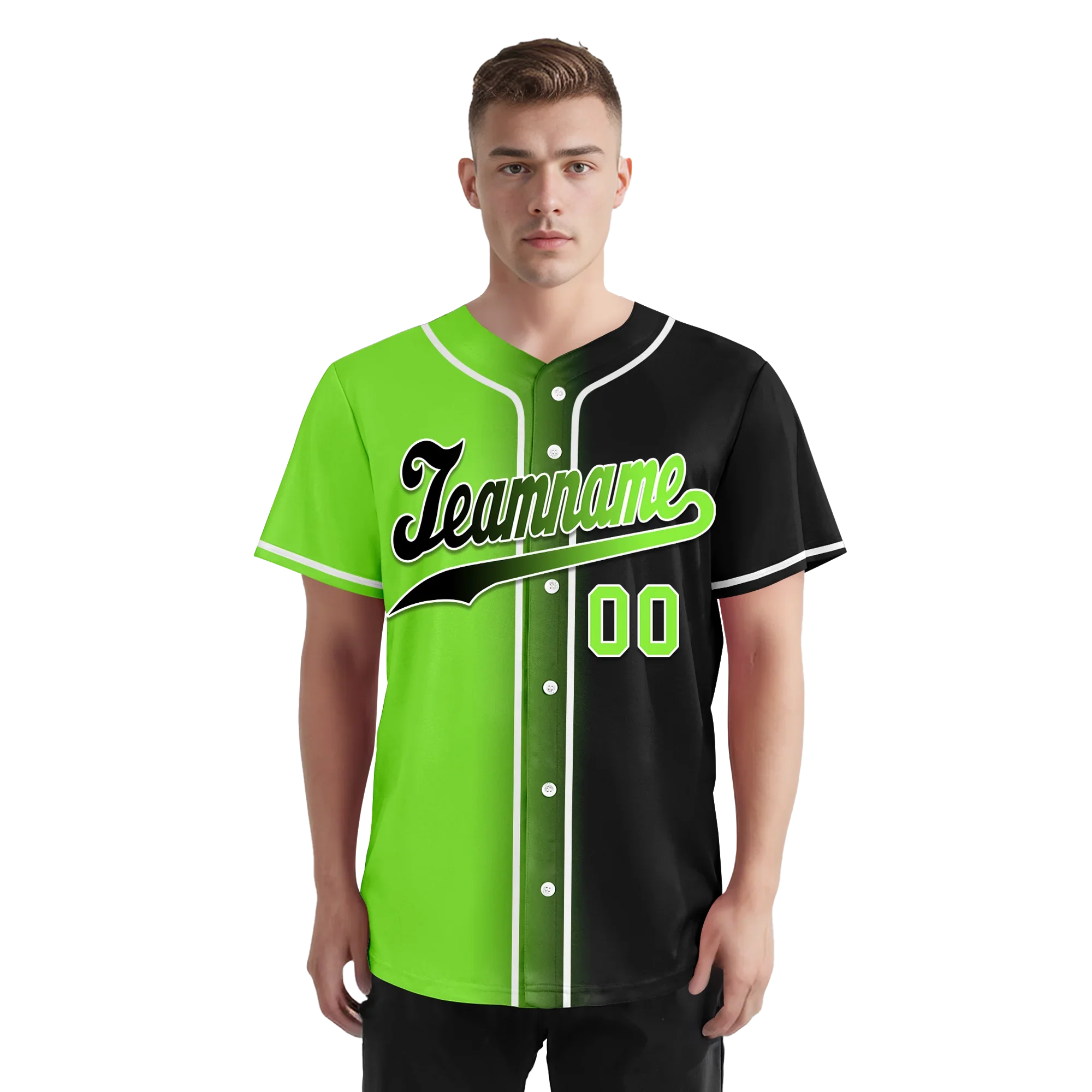 Custom Green Black Gradient Fashion Personalized Authentic Baseball Jersey BSBJ01-D0a709c - Coolcustomize