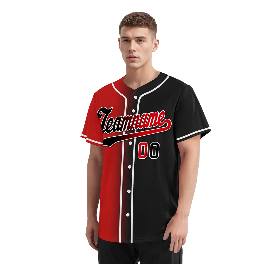 Custom Red Black Gradient Fashion Personalized Authentic Baseball Jersey BSBJ01-D0a707a - Coolcustomize