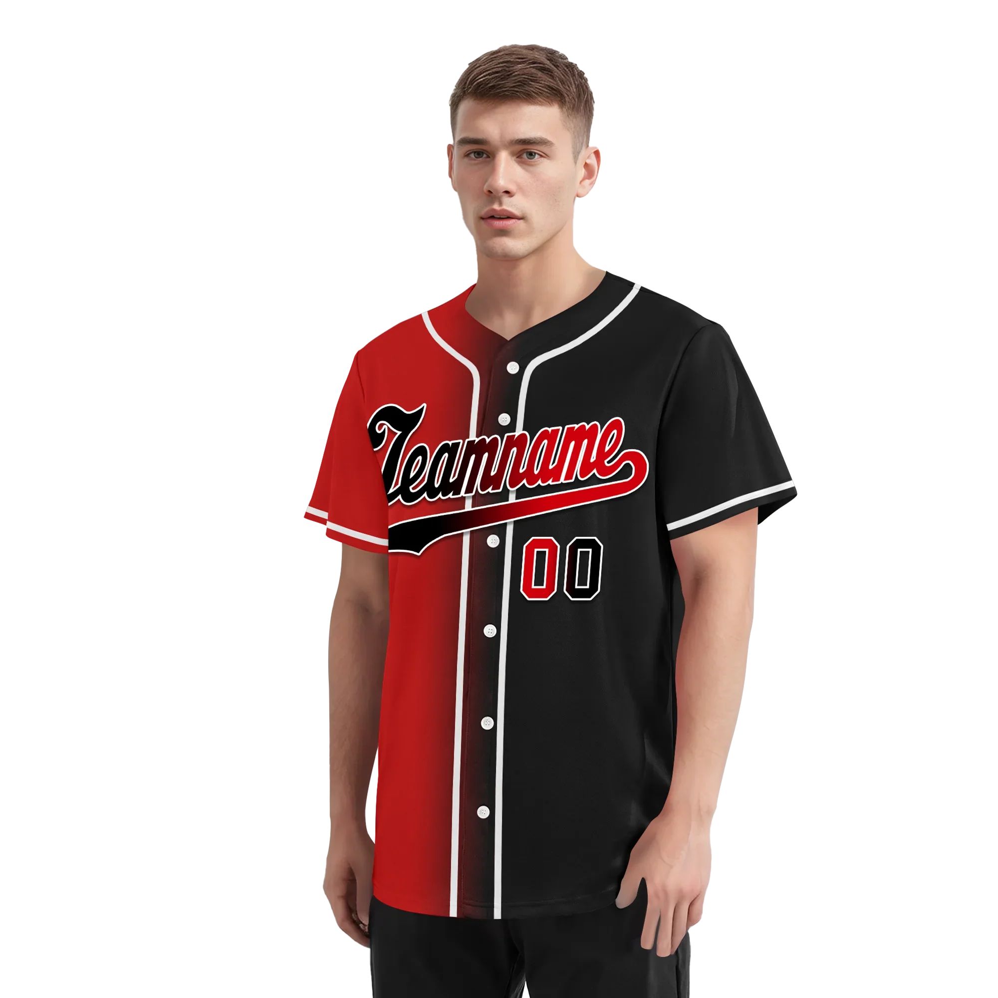 Custom Red Black Gradient Fashion Personalized Authentic Baseball Jersey BSBJ01-D0a707a - Coolcustomize