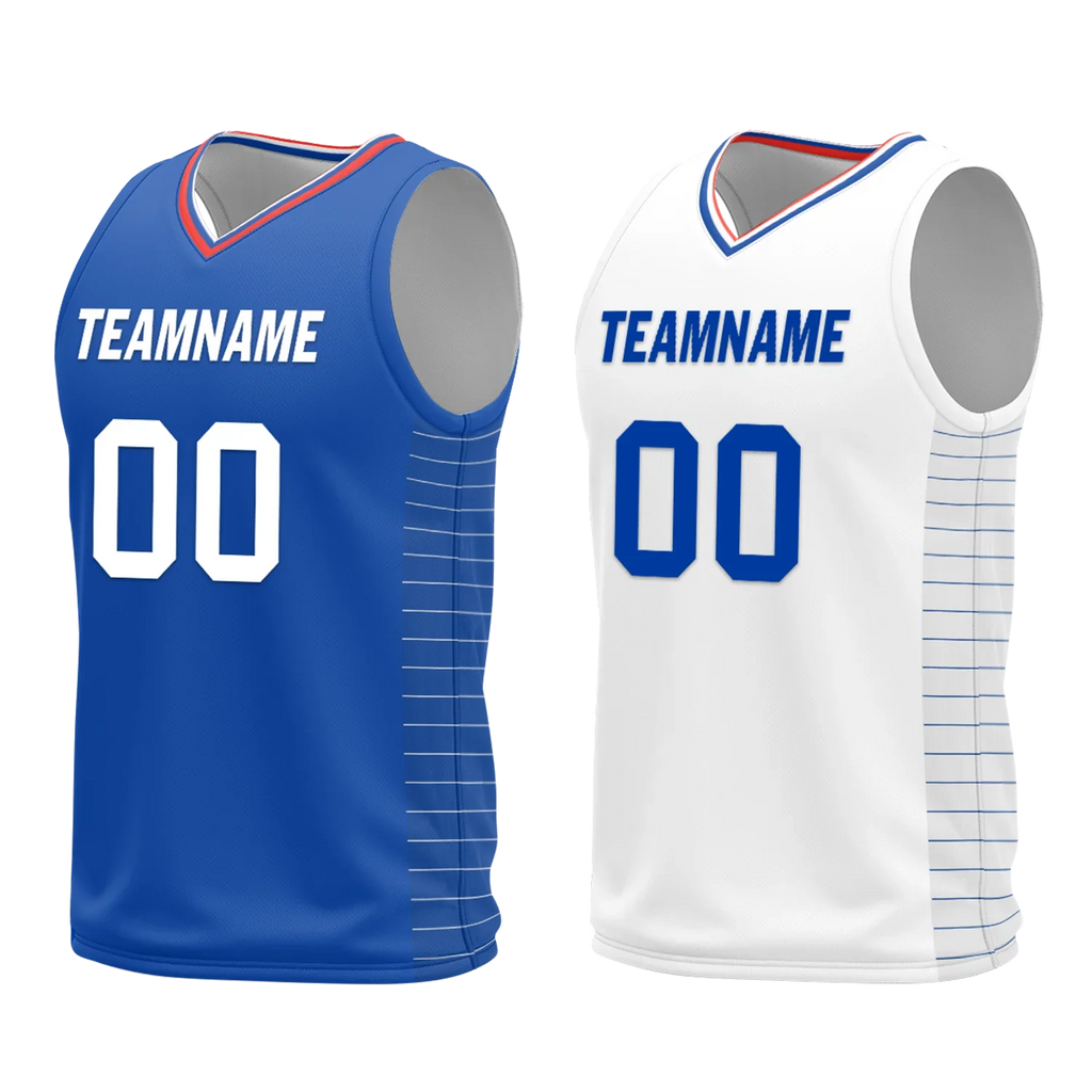 Custom Blue White Classic Style Reversible Basketball Uniform Personalized Ordinary BBJR-D017031 - Coolcustomize