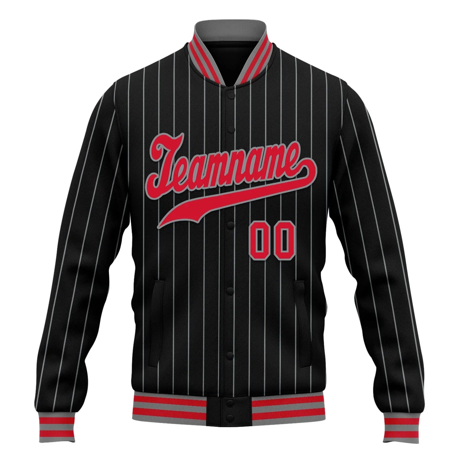 Custom Black Navy Stripe Fashion Jacket Bomber Full-Snap Varsity Letterman Personalized Jacket FZ005-D020219-27 - Coolcustomize