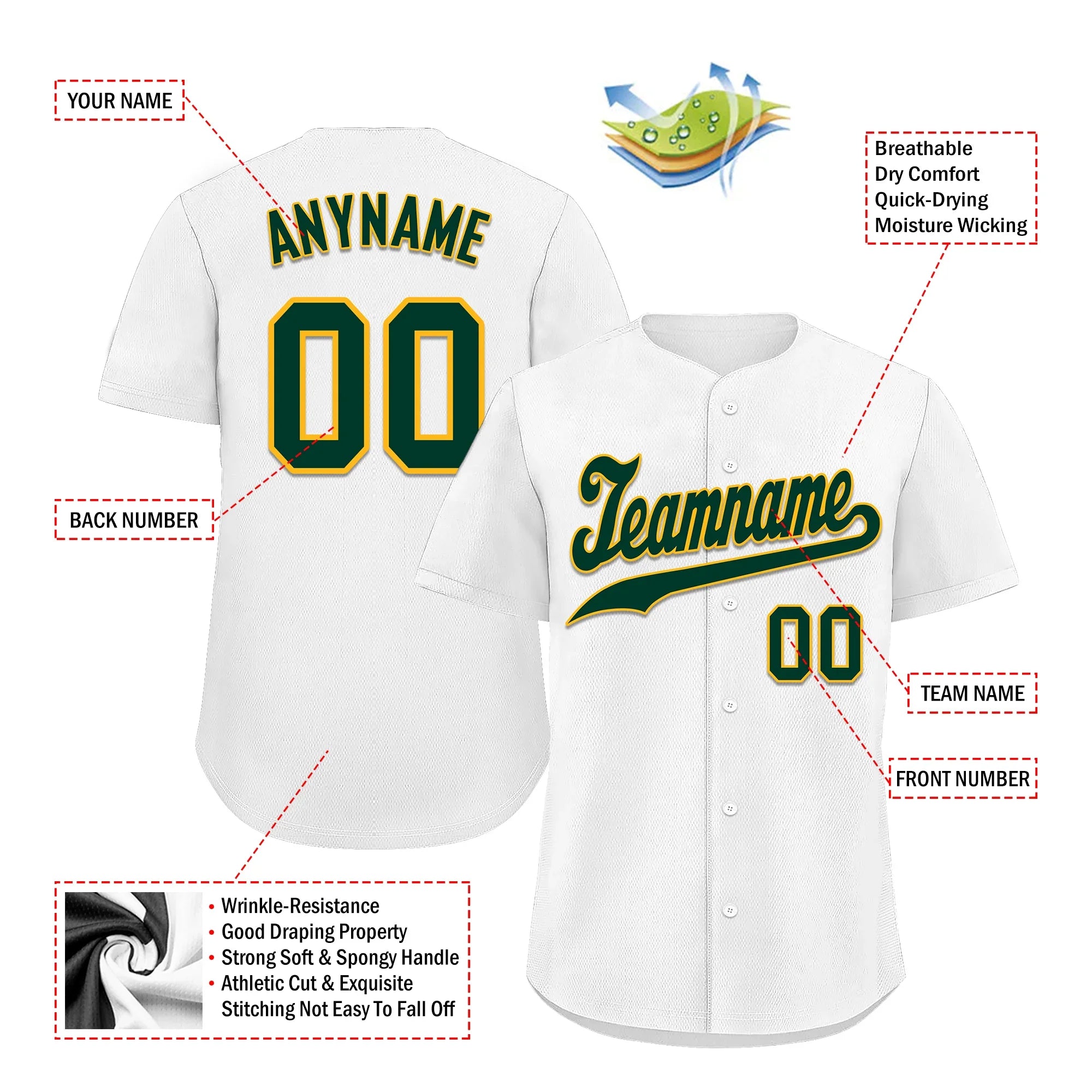 Custom White Classic Style Green Personalized Authentic Baseball Jersey BSBJ01-bd0fac0 - Coolcustomize