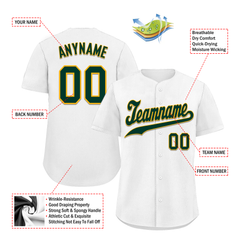 Custom White Classic Style Green Personalized Authentic Baseball Jersey BSBJ01-bd0fac0