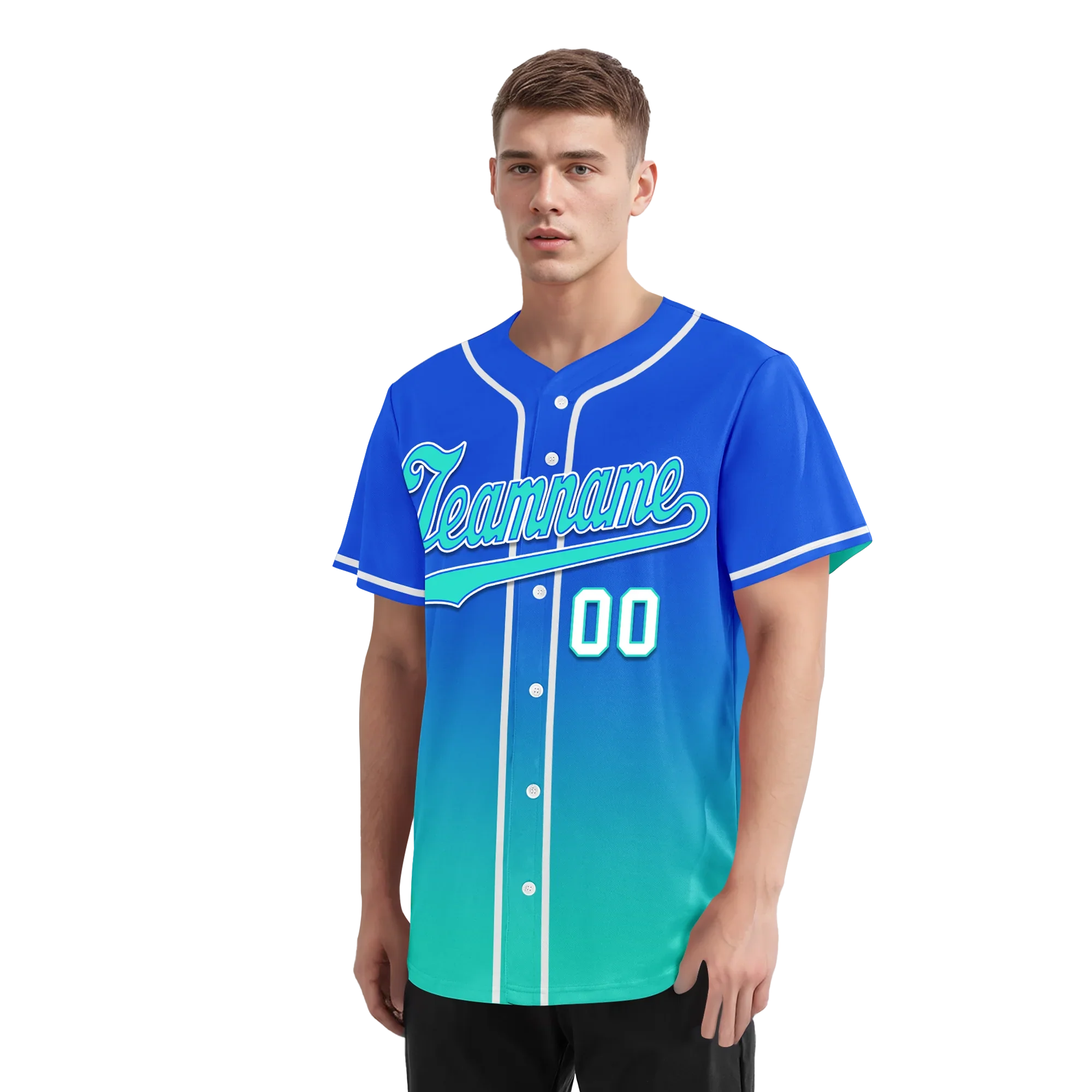 Custom Blue Cyan Fade Fashion Personalized Authentic Baseball Jersey BSBJ01-D0a70d8 - Coolcustomize