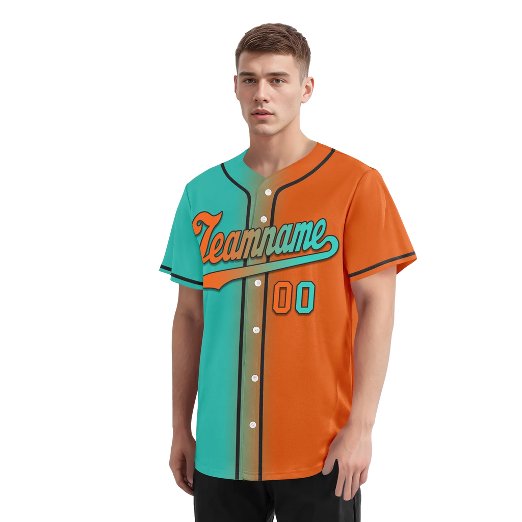 Custom Cyan Orange Gradient Fashion Personalized Authentic Baseball Jersey BSBJ01-D0a7087 - Coolcustomize