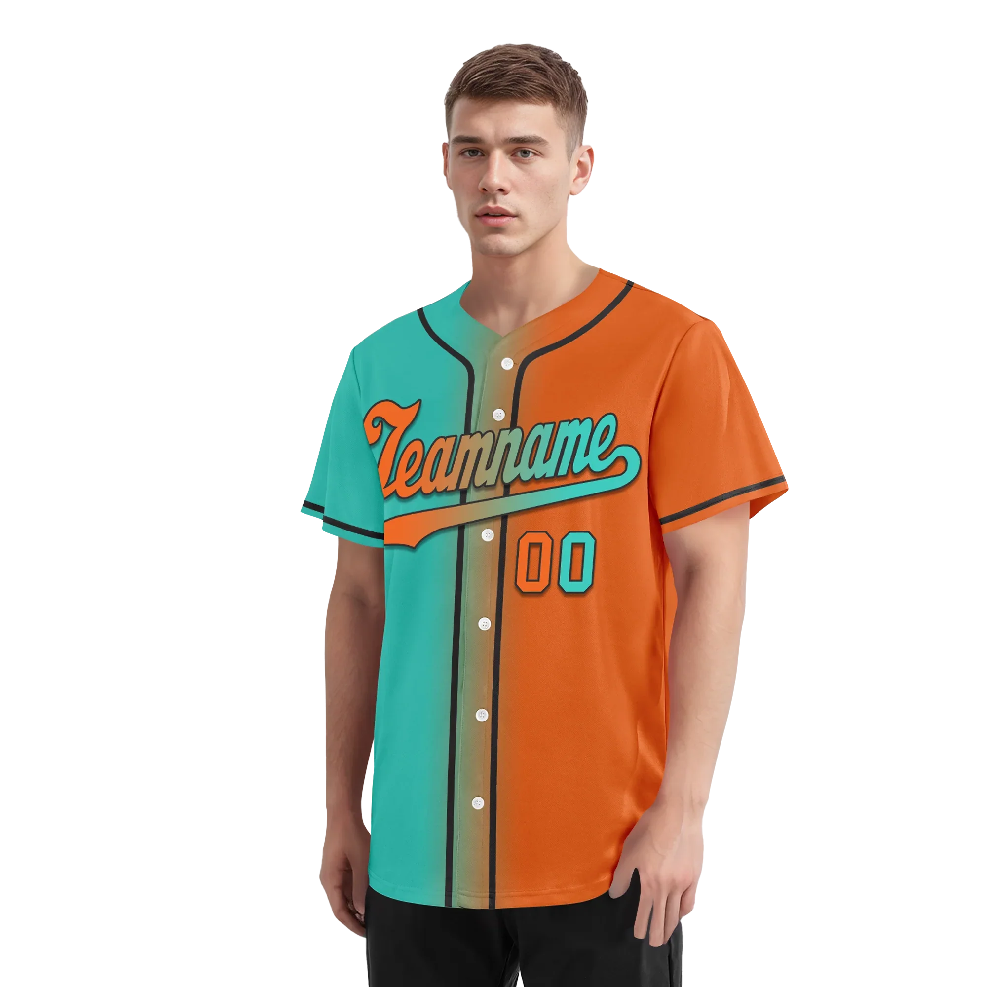 Custom Cyan Orange Gradient Fashion Personalized Authentic Baseball Jersey BSBJ01-D0a7087 - Coolcustomize