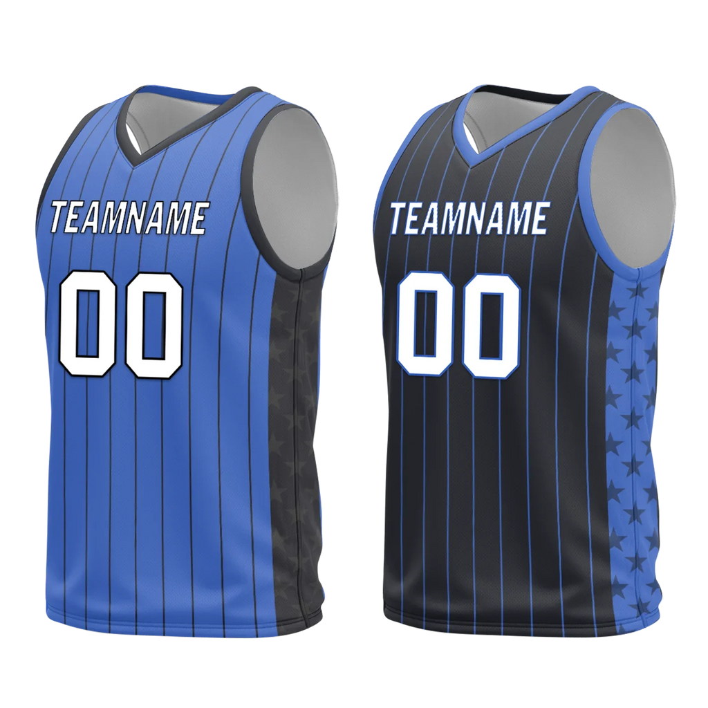 Custom Blue Black Classic Style Reversible Basketball Uniform Personalized COOLMAX BBJR-D017055 - Coolcustomize