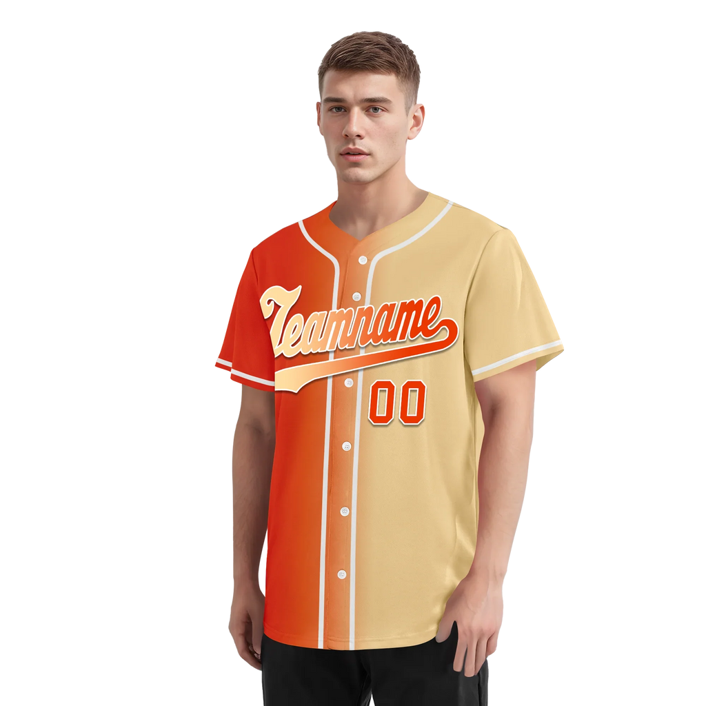 Custom Orange Beige Gradient Fashion Personalized Authentic Baseball Jersey BSBJ01-D0a707f - Coolcustomize
