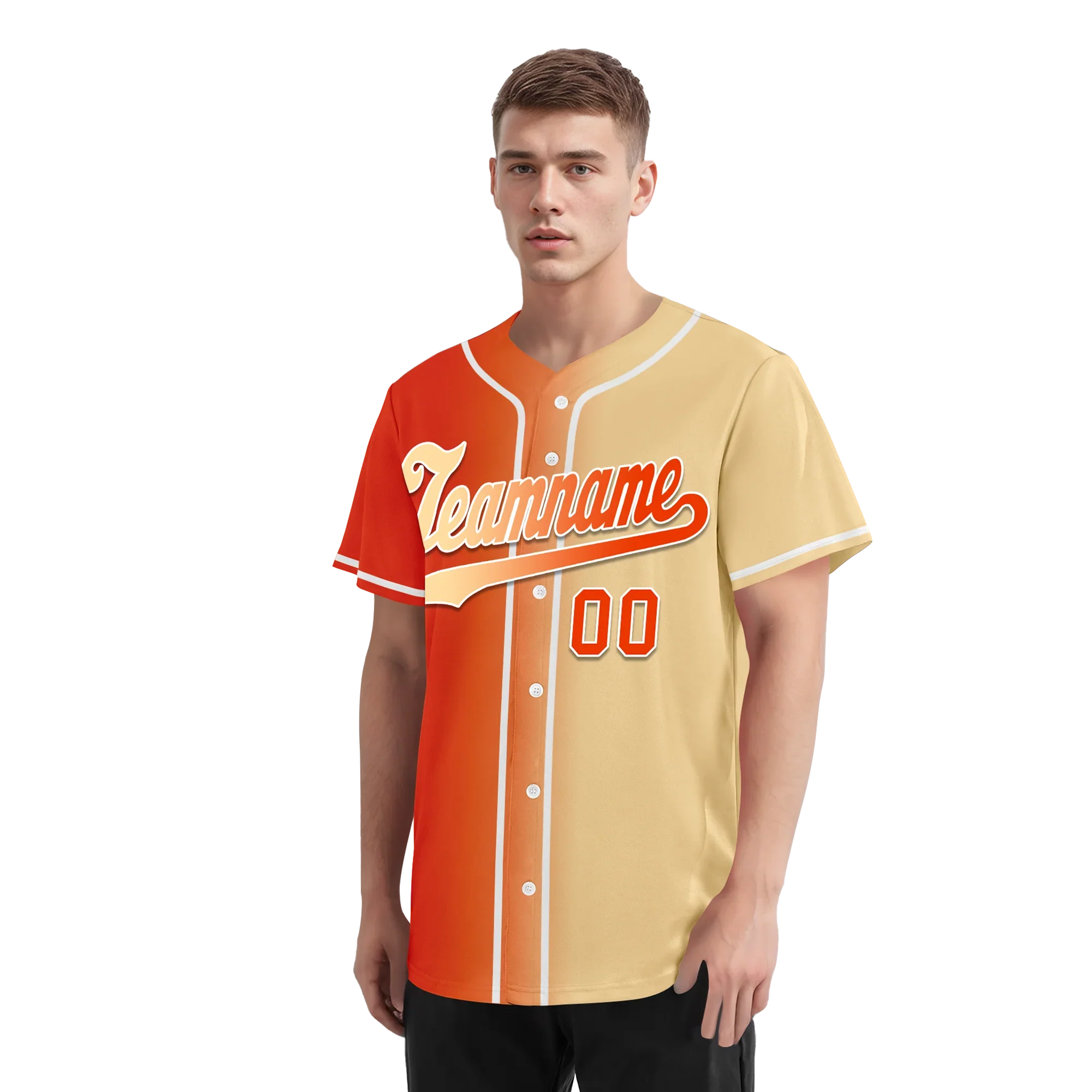 Custom Orange Beige Gradient Fashion Personalized Authentic Baseball Jersey BSBJ01-D0a707f - Coolcustomize