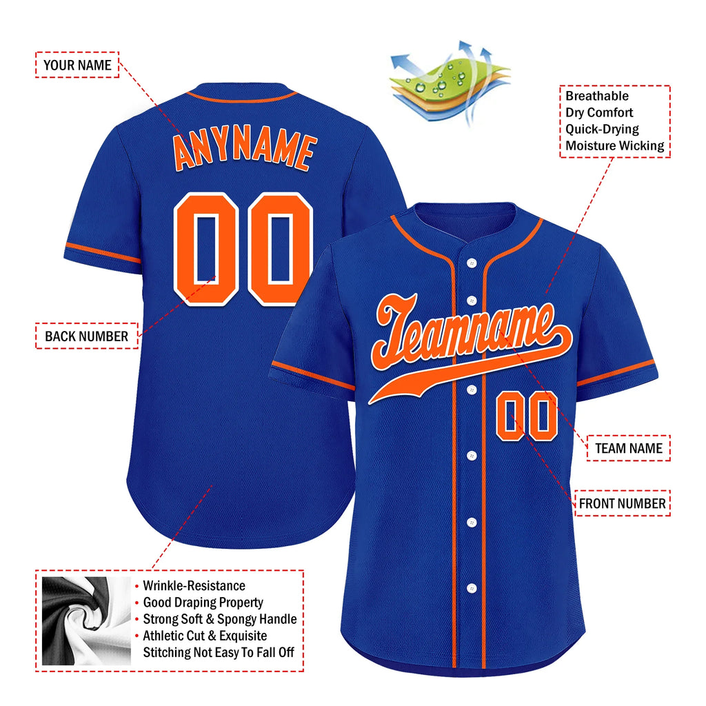 Custom Blue Classic Style Orange Personalized Authentic Baseball Jersey BSBJ01-bd0fa08 - Coolcustomize