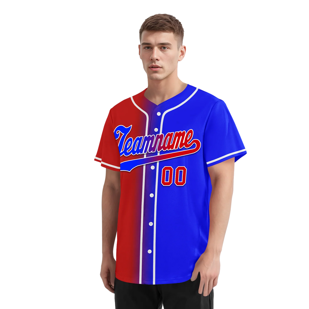 Custom Red Blue Gradient Fashion Personalized Authentic Baseball Jersey BSBJ01-D0a707b - Coolcustomize