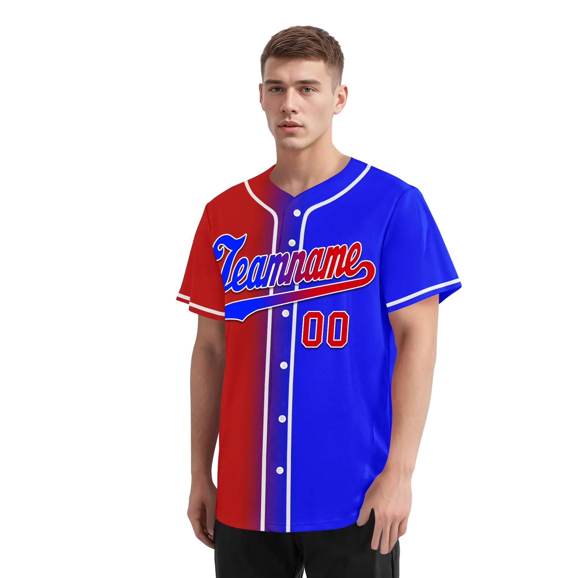 Custom Red Blue Gradient Fashion Personalized Authentic Baseball Jersey BSBJ01-D0a707b - Coolcustomize