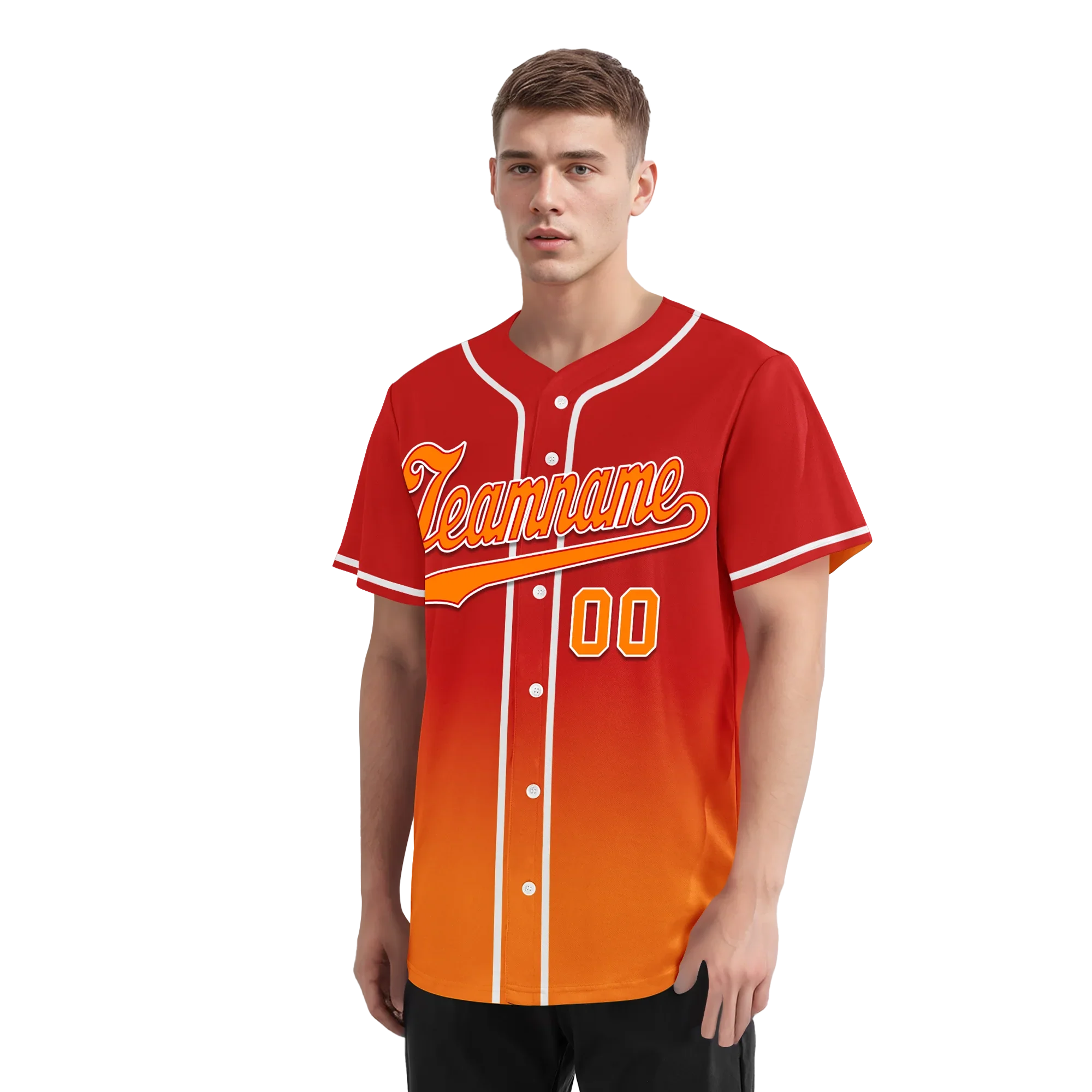 Custom Red Orange Fade Fashion Personalized Authentic Baseball Jersey BSBJ01-D0a70df - Coolcustomize