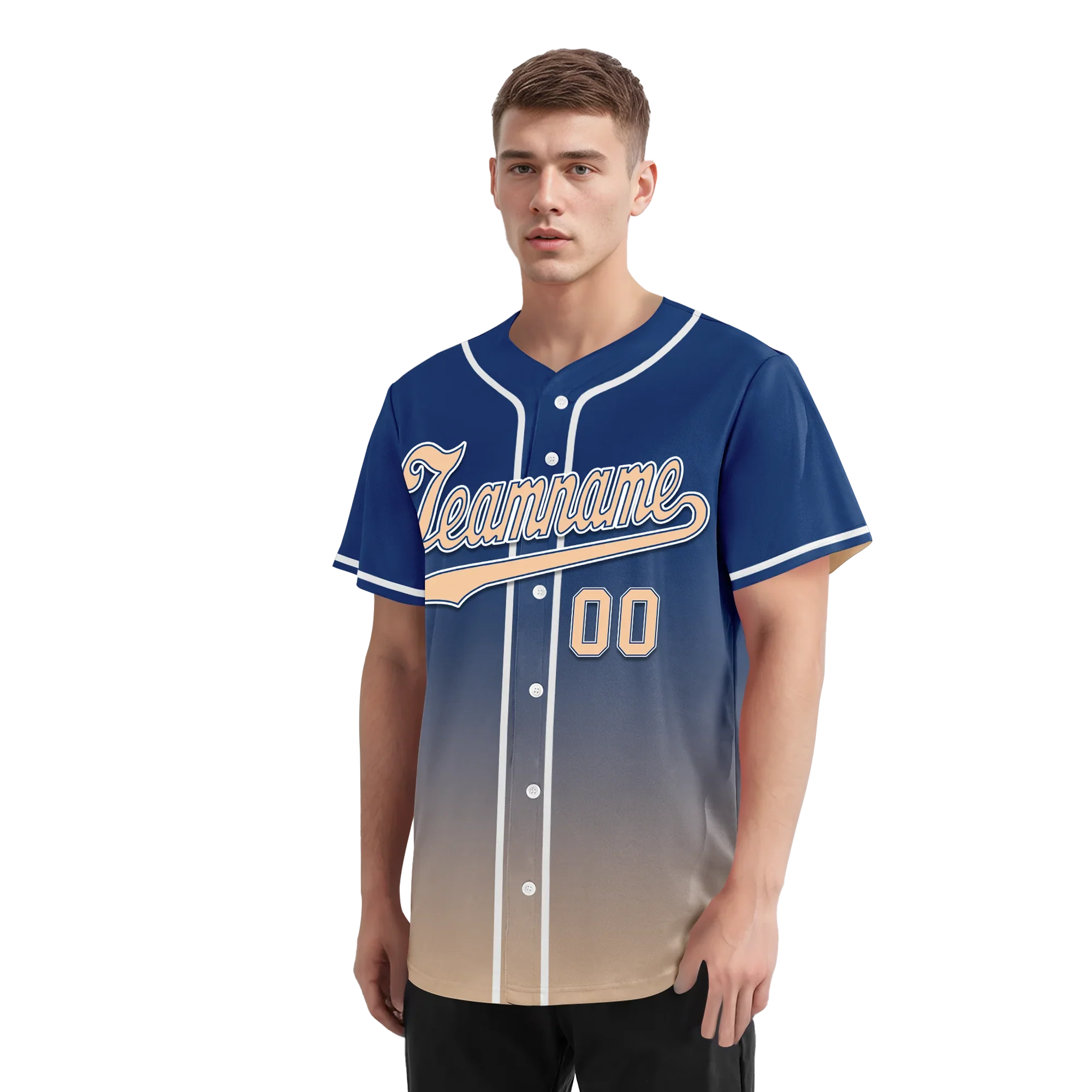 Custom Blue Beige Fade Fashion Personalized Authentic Baseball Jersey BSBJ01-D0a70da - Coolcustomize