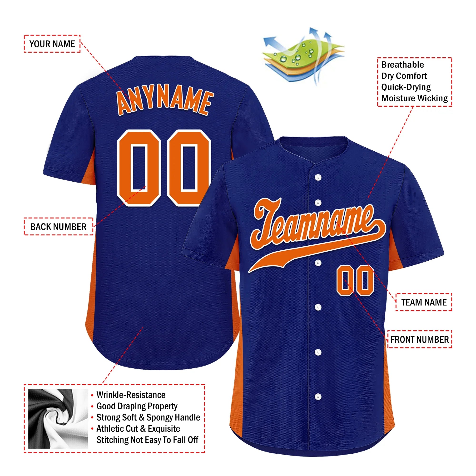 Custom Blue Classic Style Orange Personalized Authentic Baseball Jersey BSBJ01-bd0faba - Coolcustomize