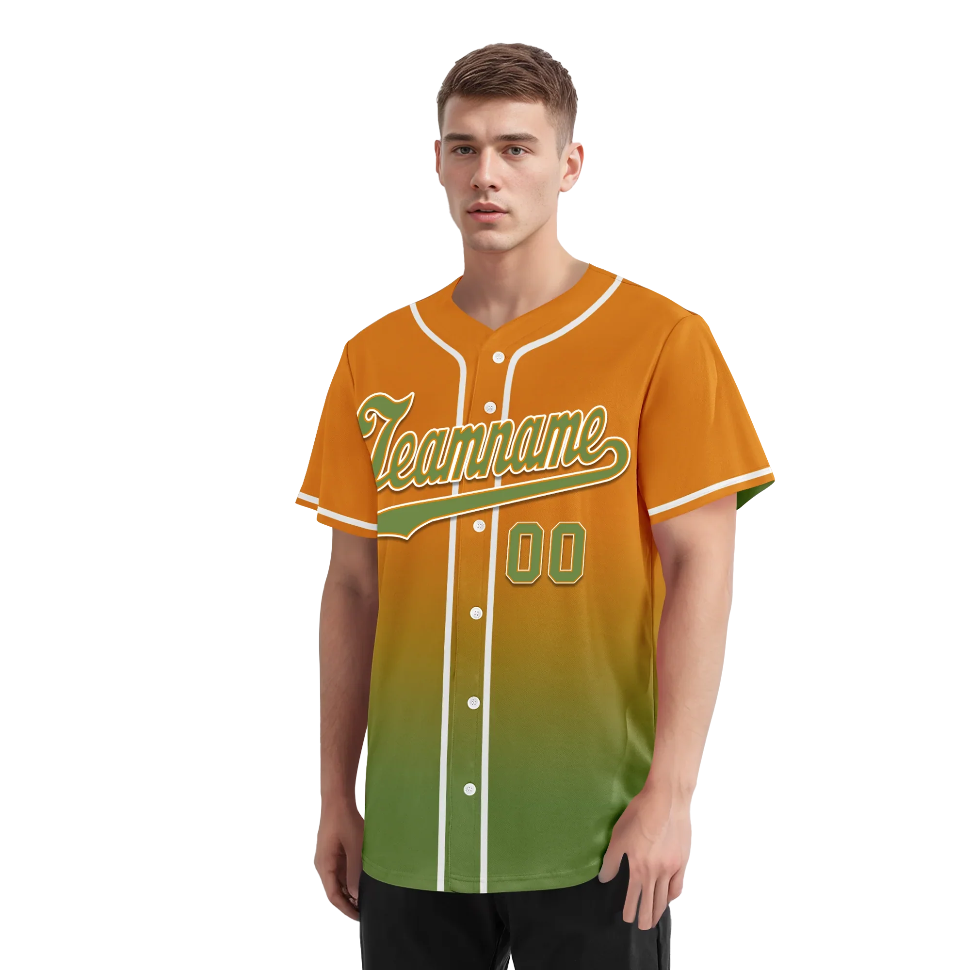 Custom Orange Green Fade Fashion Personalized Authentic Baseball Jersey BSBJ01-D0a70b9 - Coolcustomize