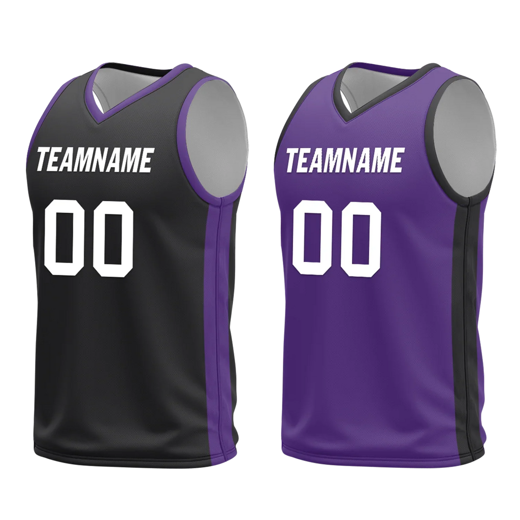 Custom Black Purple Classic Style Reversible Basketball Uniform Personalized Ordinary BBJR-D017035 - Coolcustomize