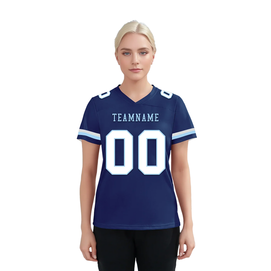 Custom Blue Classic Style Personalized Authentic Football Jersey FBJ02-bd0a70a7 - Coolcustomize