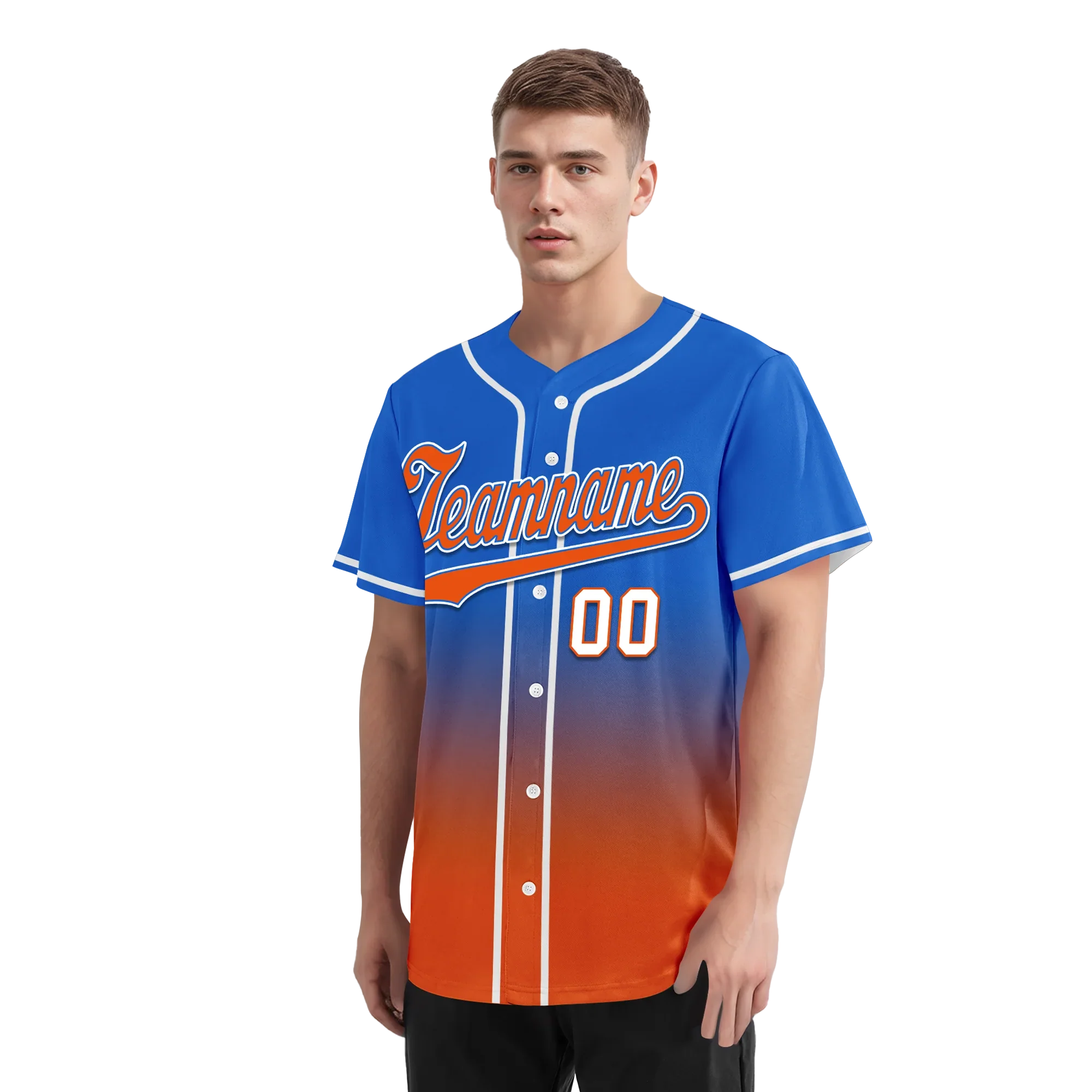 Custom Blue Orange Fade Fashion Personalized Authentic Baseball Jersey BSBJ01-D0a70b7 - Coolcustomize