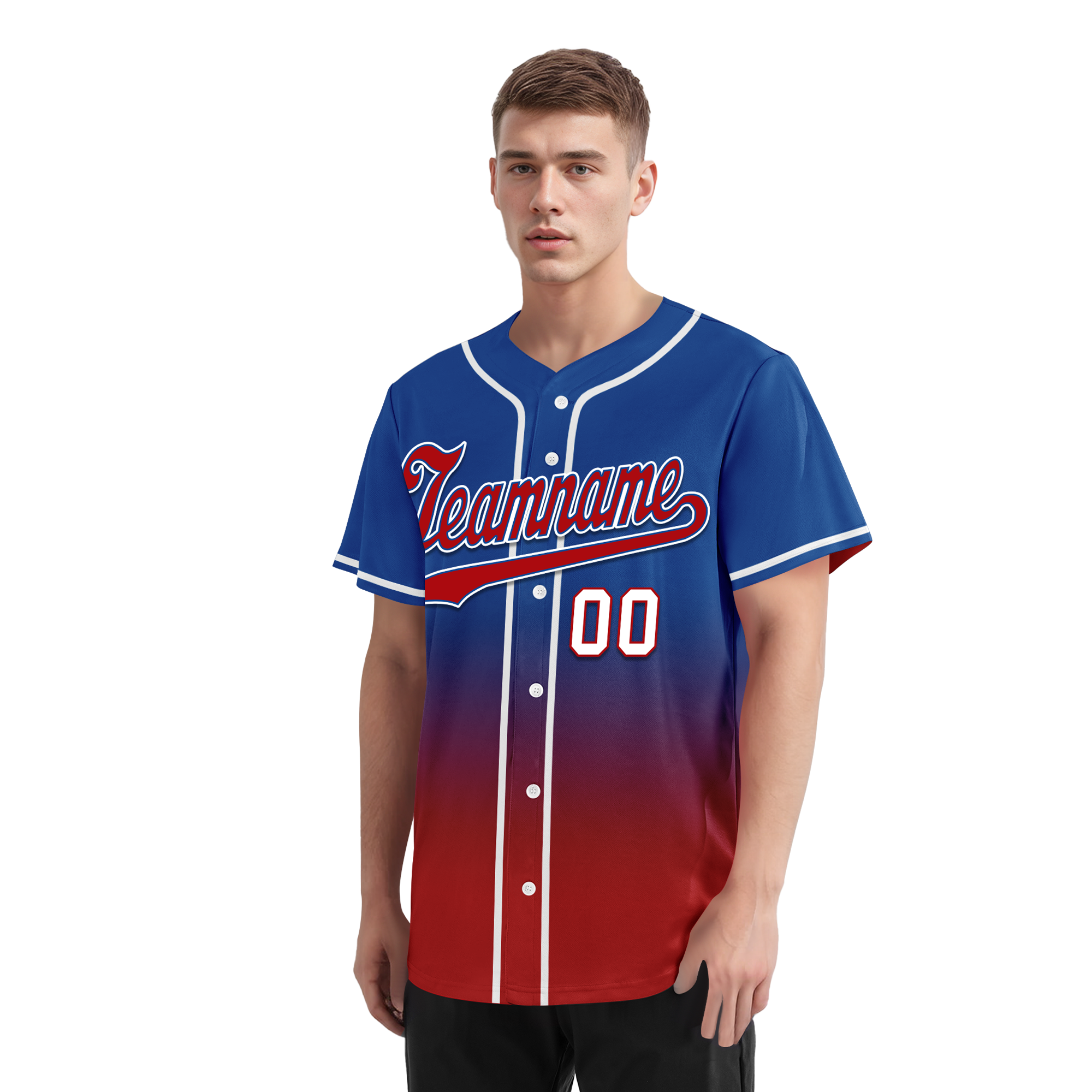 Custom Blue Red Fade Fashion Personalized Authentic Baseball Jersey BSBJ01-D0a70bd - Coolcustomize