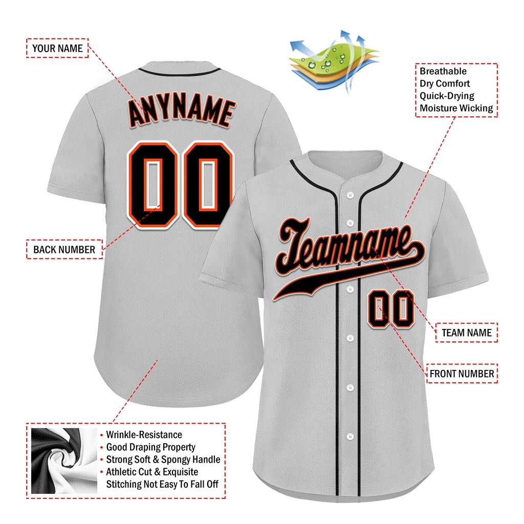 Custom Grey Classic Style Black Personalized Authentic Baseball Jersey BSBJ01-bd0faac - Coolcustomize