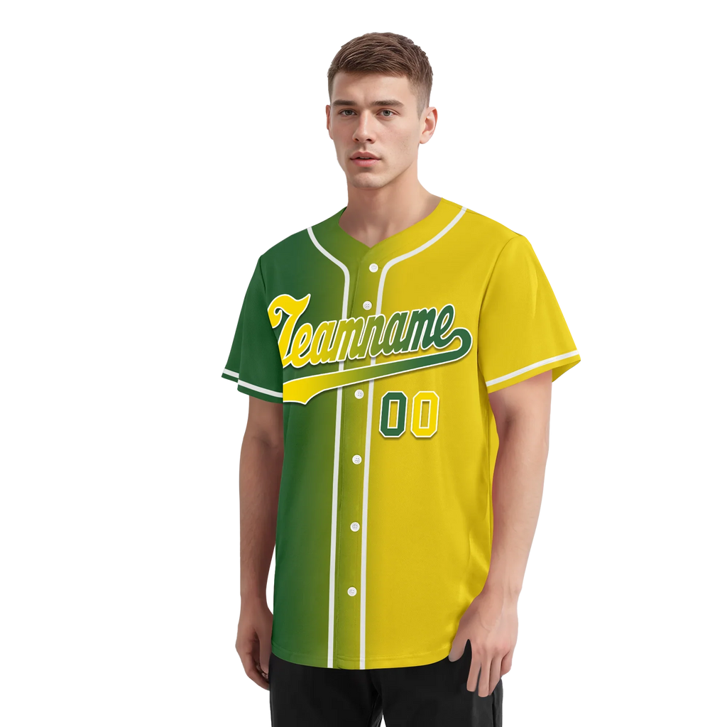 Custom Green Yellow Gradient Fashion Personalized Authentic Baseball Jersey BSBJ01-D0a707d - Coolcustomize