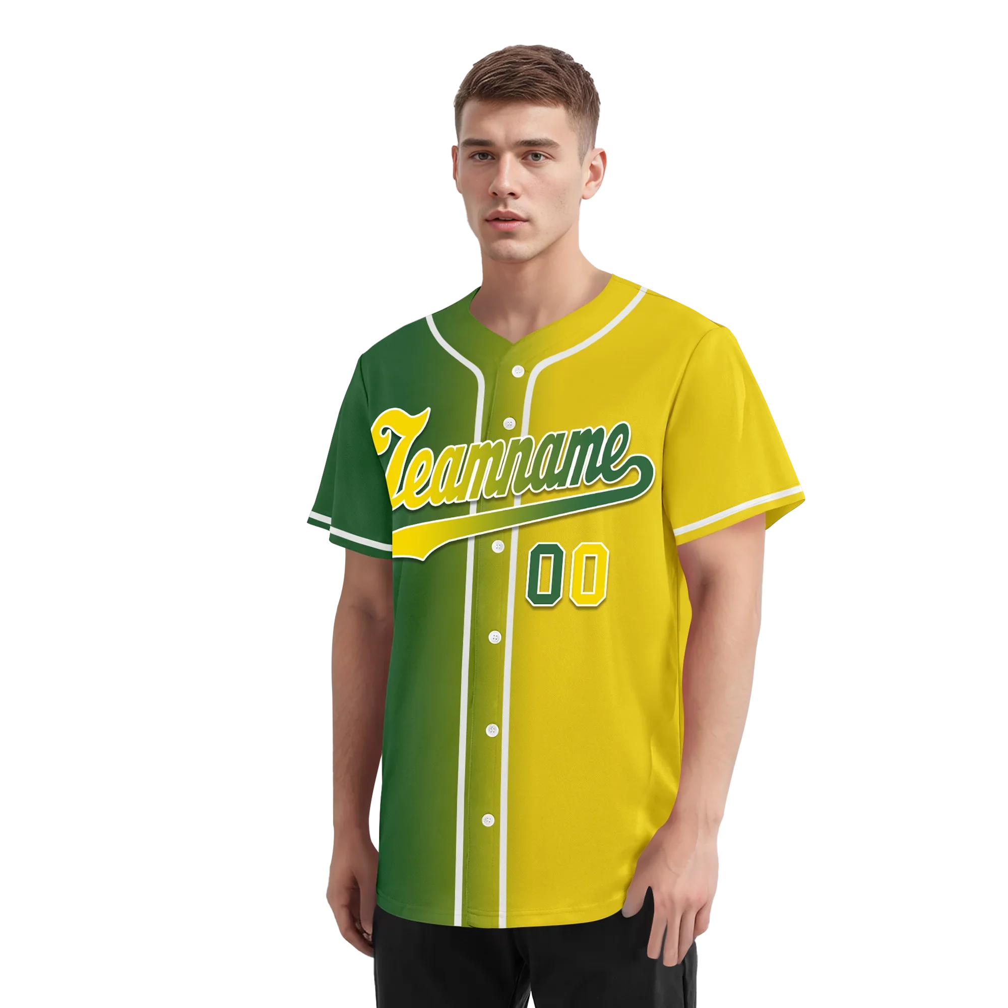 Custom Green Yellow Gradient Fashion Personalized Authentic Baseball Jersey BSBJ01-D0a707d - Coolcustomize