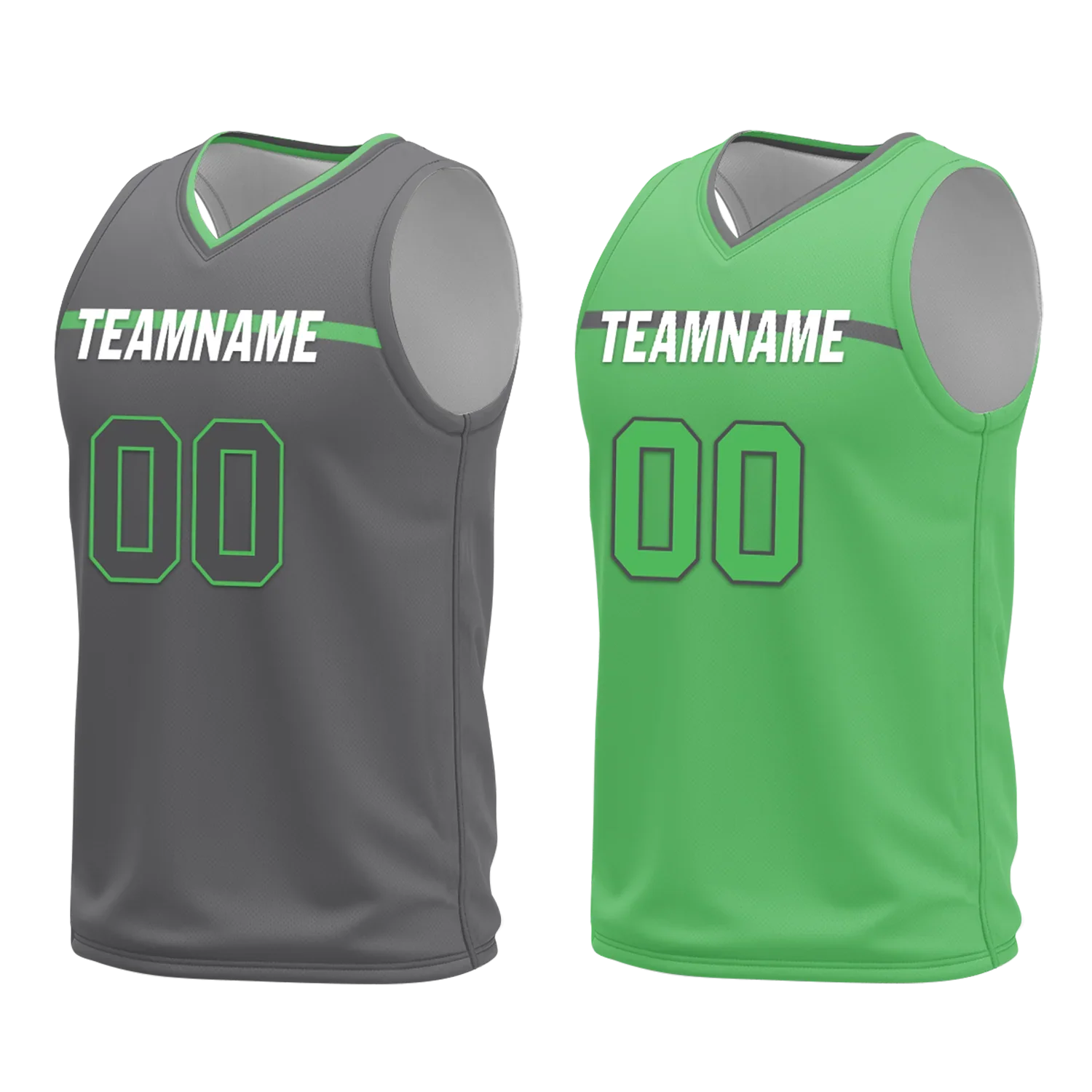 Custom Gray Green Classic Style Reversible Basketball Uniform Personalized COOLMAX BBJR-D017046 - Coolcustomize