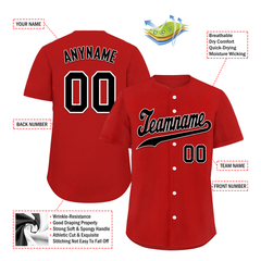 Custom Red Classic Style Black Personalized Authentic Baseball Jersey BSBJ01-bd0fa09