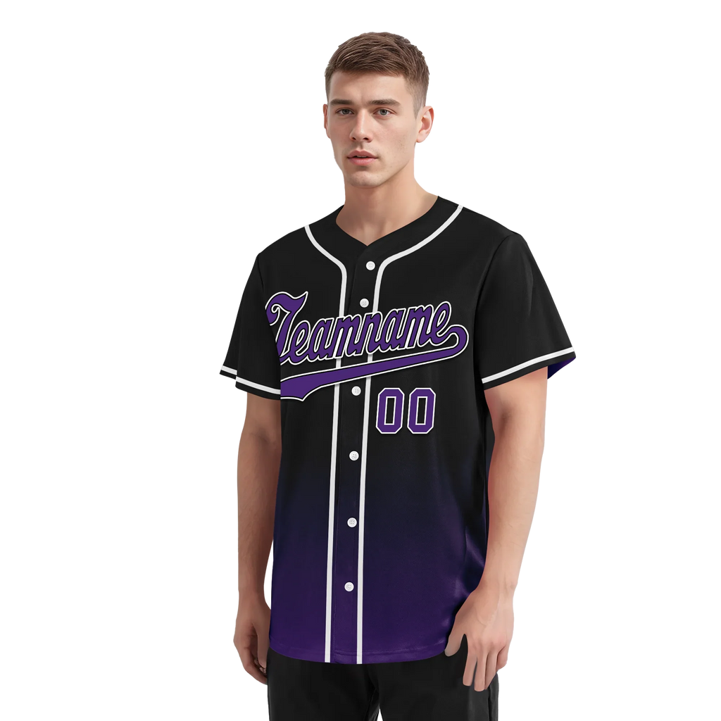 Custom Black Purple Fade Fashion Personalized Authentic Baseball Jersey BSBJ01-D0a70d0 - Coolcustomize