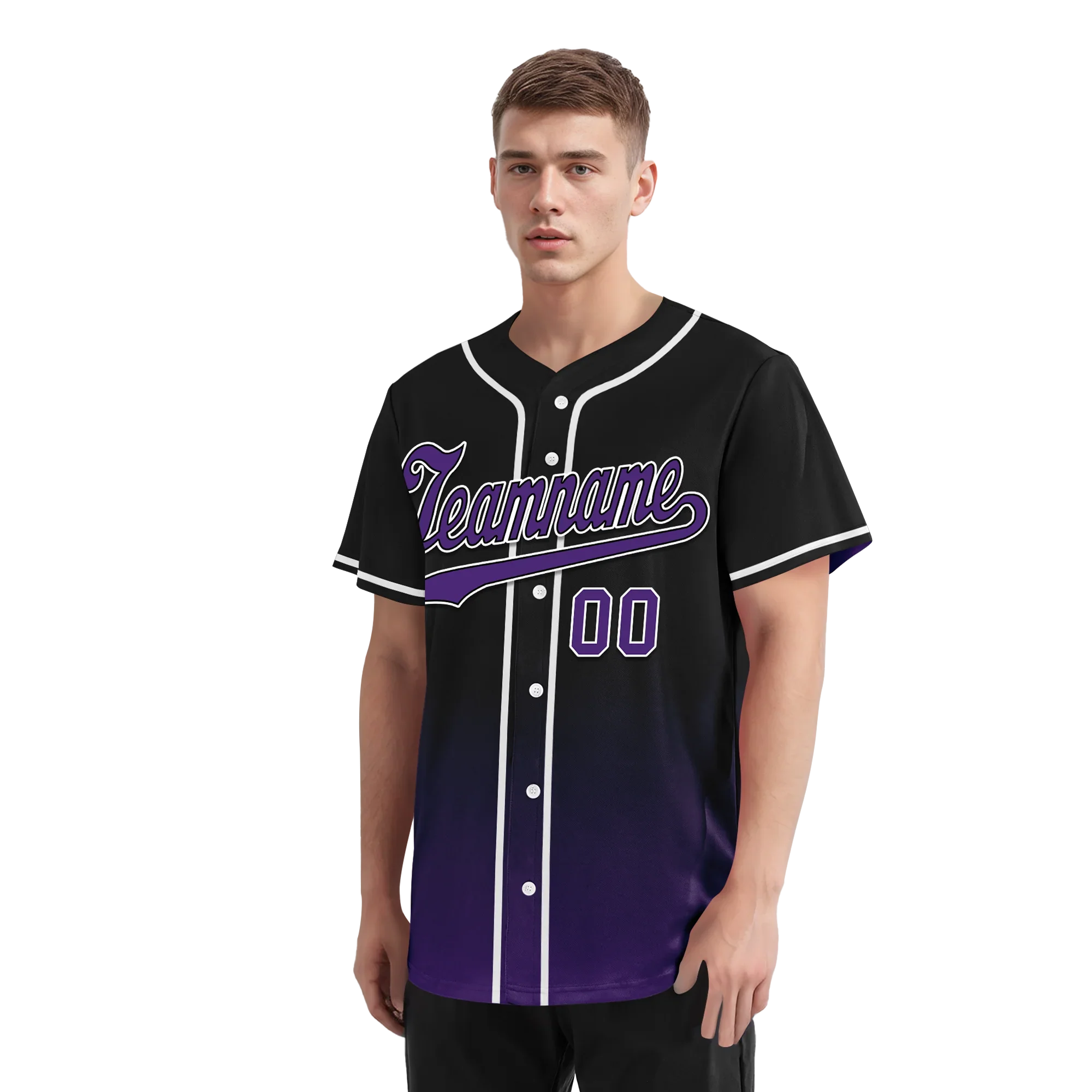 Custom Black Purple Fade Fashion Personalized Authentic Baseball Jersey BSBJ01-D0a70d0 - Coolcustomize