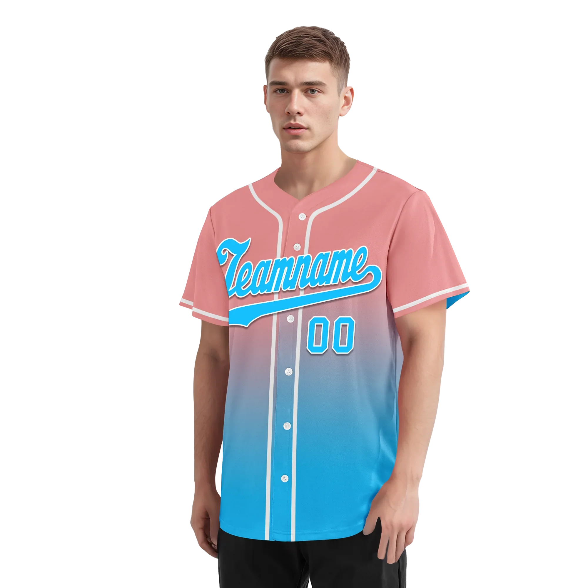 Custom Pink Blue Fade Fashion Personalized Authentic Baseball Jersey BSBJ01-D0a70f8 - Coolcustomize