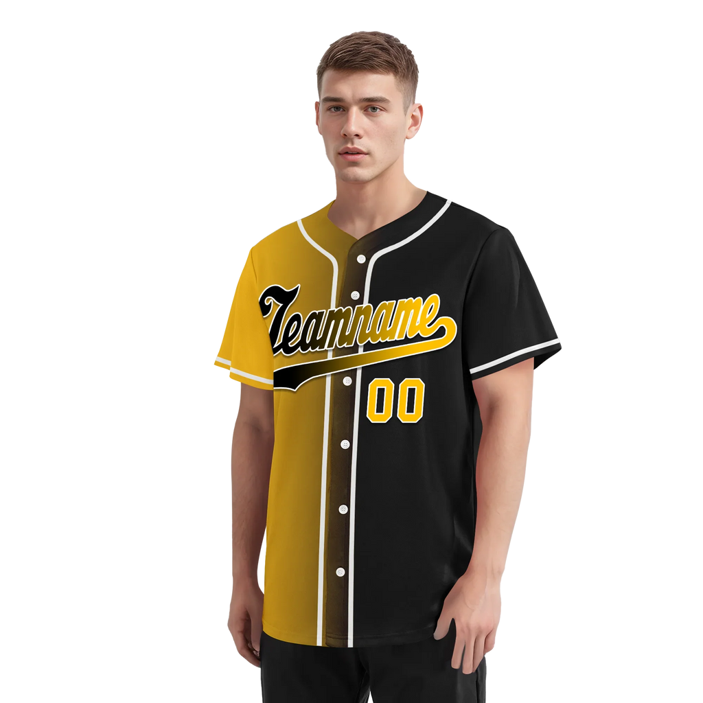 Custom Yellow Black Gradient Fashion Personalized Authentic Baseball Jersey BSBJ01-D0a7a00 - Coolcustomize