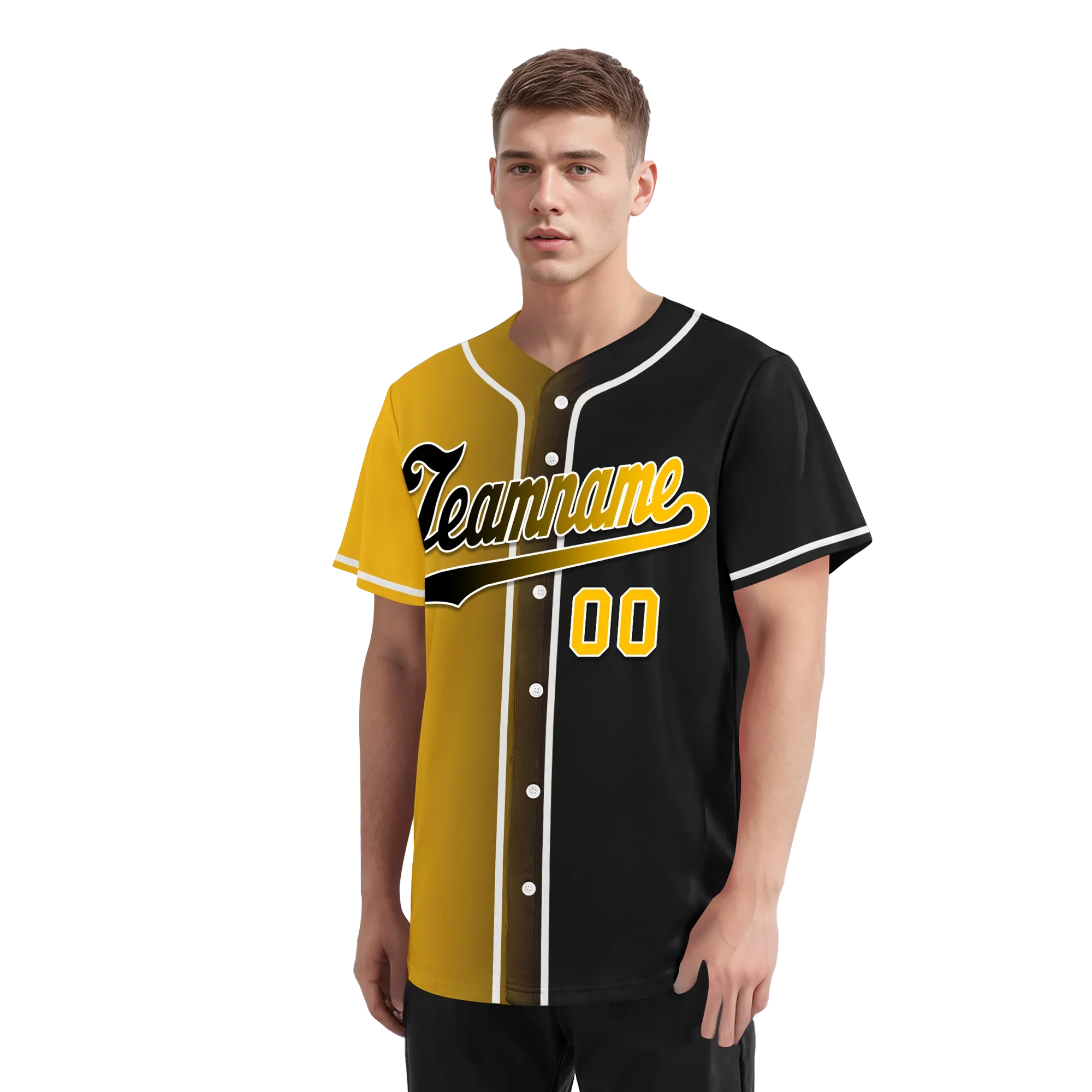 Custom Yellow Black Gradient Fashion Personalized Authentic Baseball Jersey BSBJ01-D0a7a00 - Coolcustomize