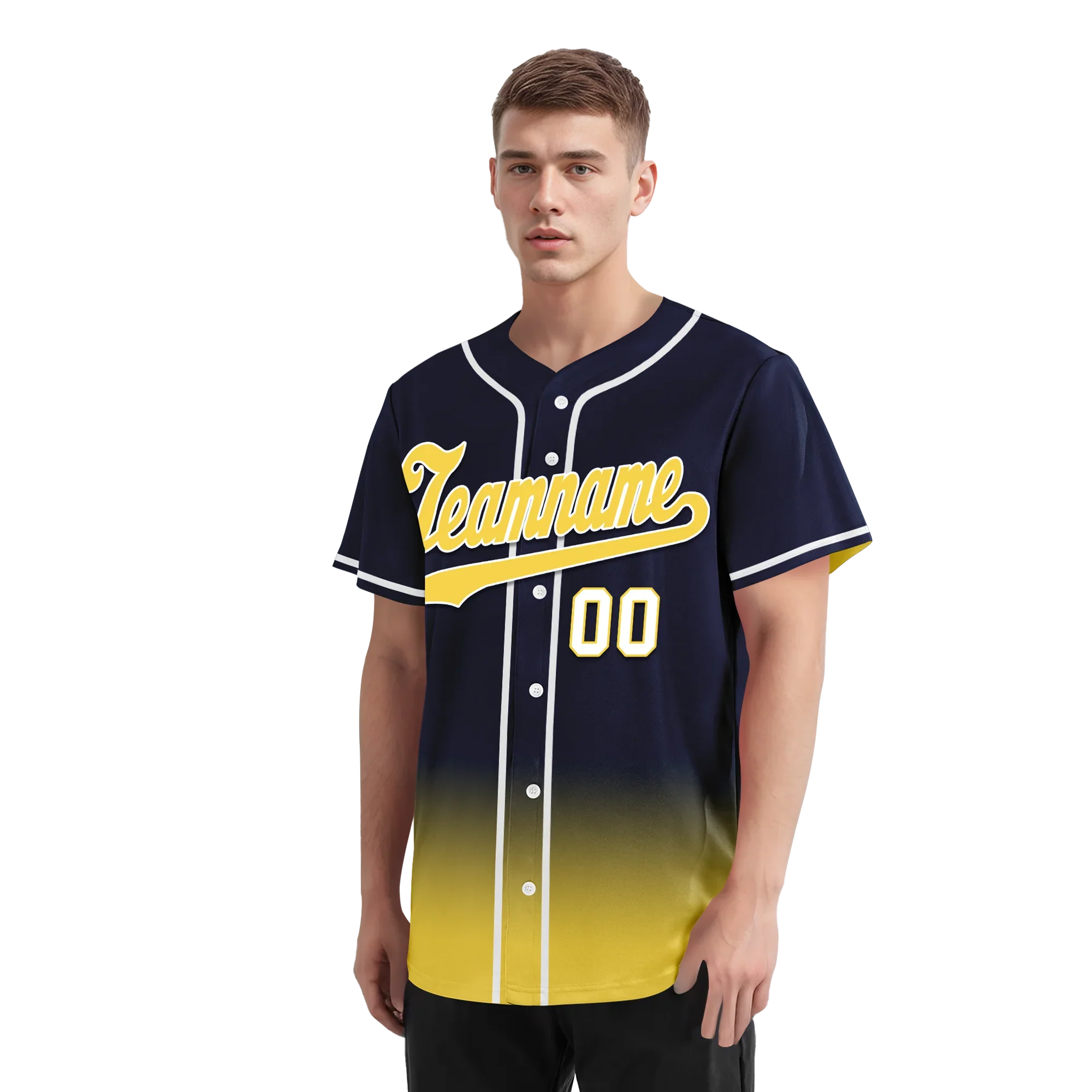 Custom Blue Yellow Fade Fashion Personalized Authentic Baseball Jersey BSBJ01-D0a70e9 - Coolcustomize