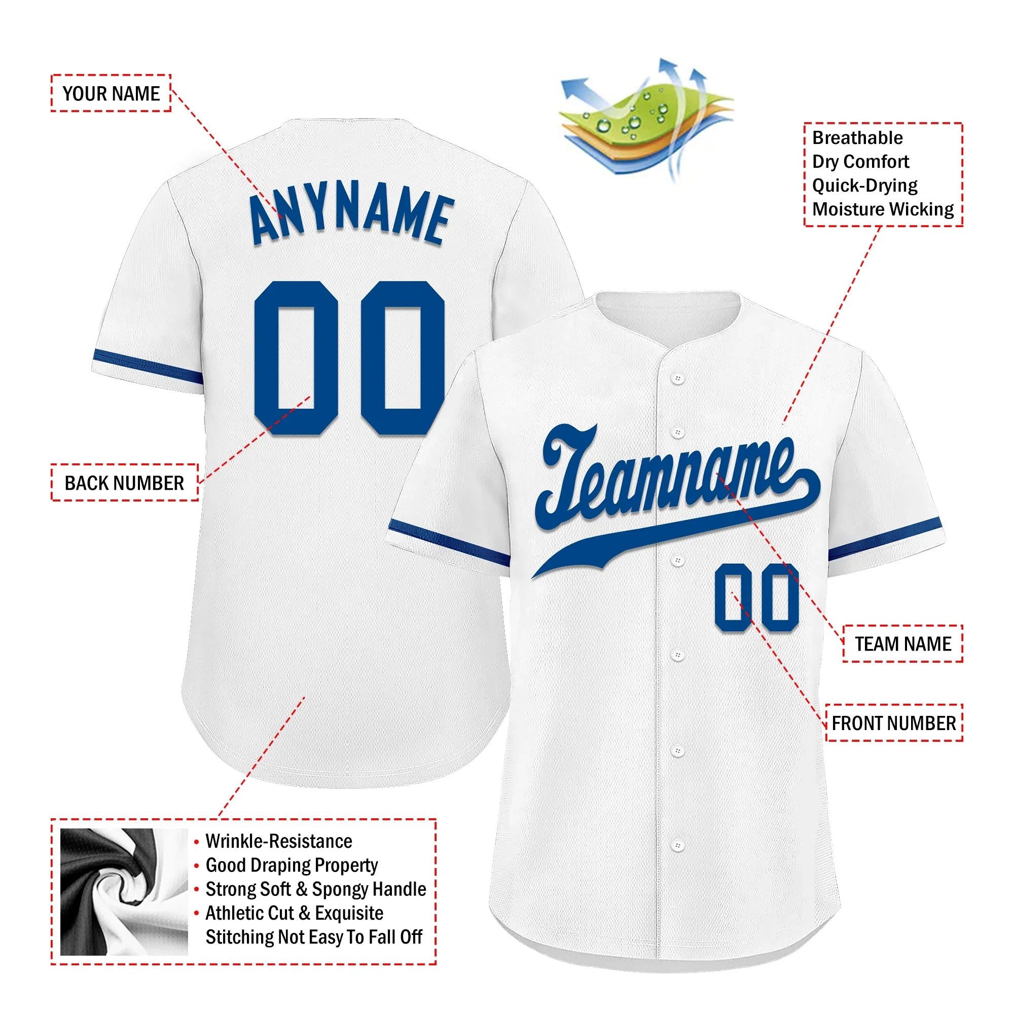 Custom White Classic Style Blue Personalized Authentic Baseball Jersey BSBJ01-bd0faa9 - Coolcustomize