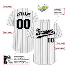 Custom White Classic Style Black Personalized Authentic Baseball Jersey BSBJ01-bd0faa8