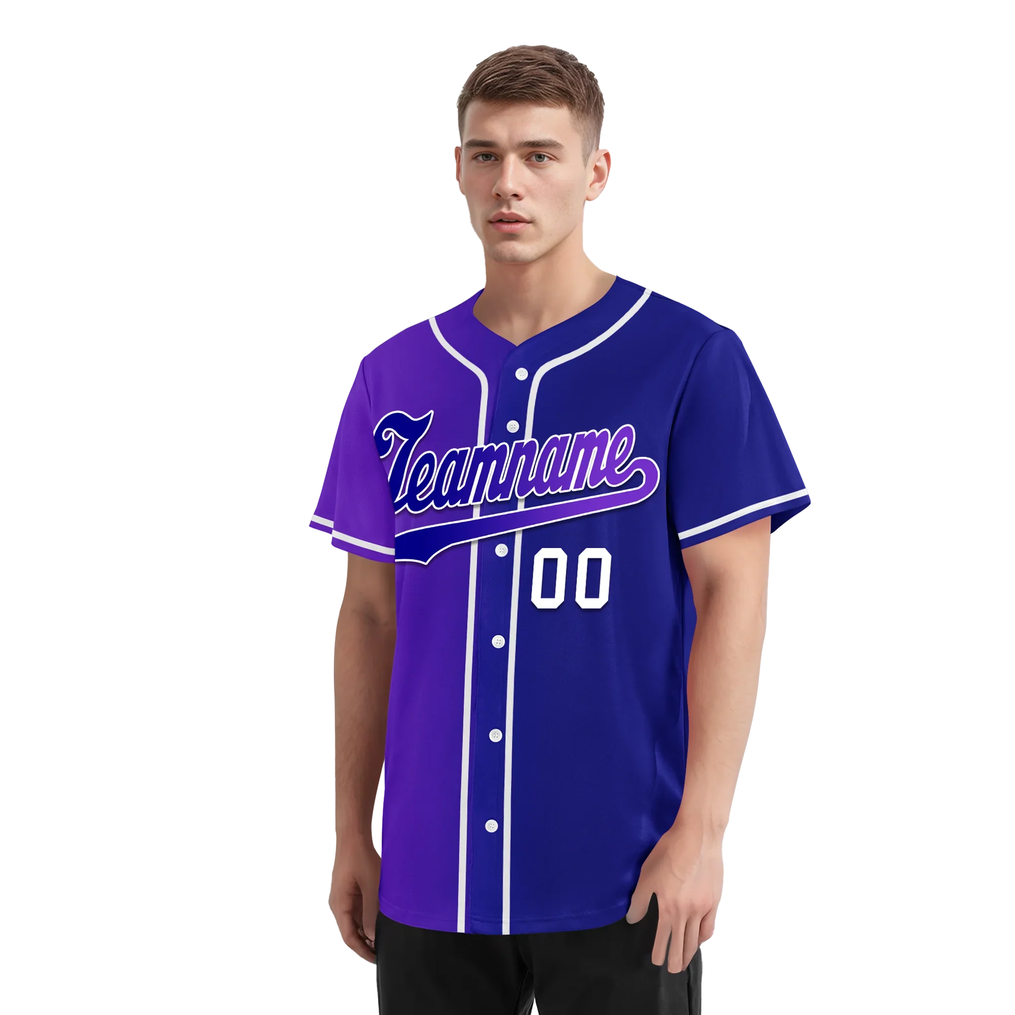 Custom Purple Blue Gradient Fashion Personalized Authentic Baseball Jersey BSBJ01-D0a7a0b - Coolcustomize
